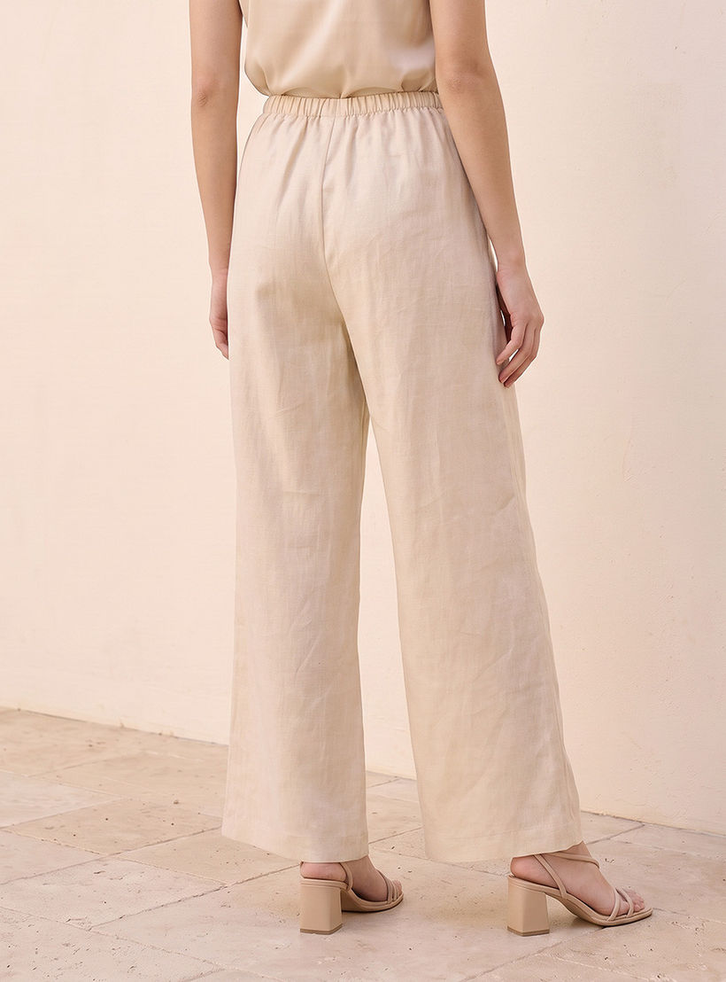 Splash Basic Wide Leg Linen Trousers-women-clothing-trousers-image-4