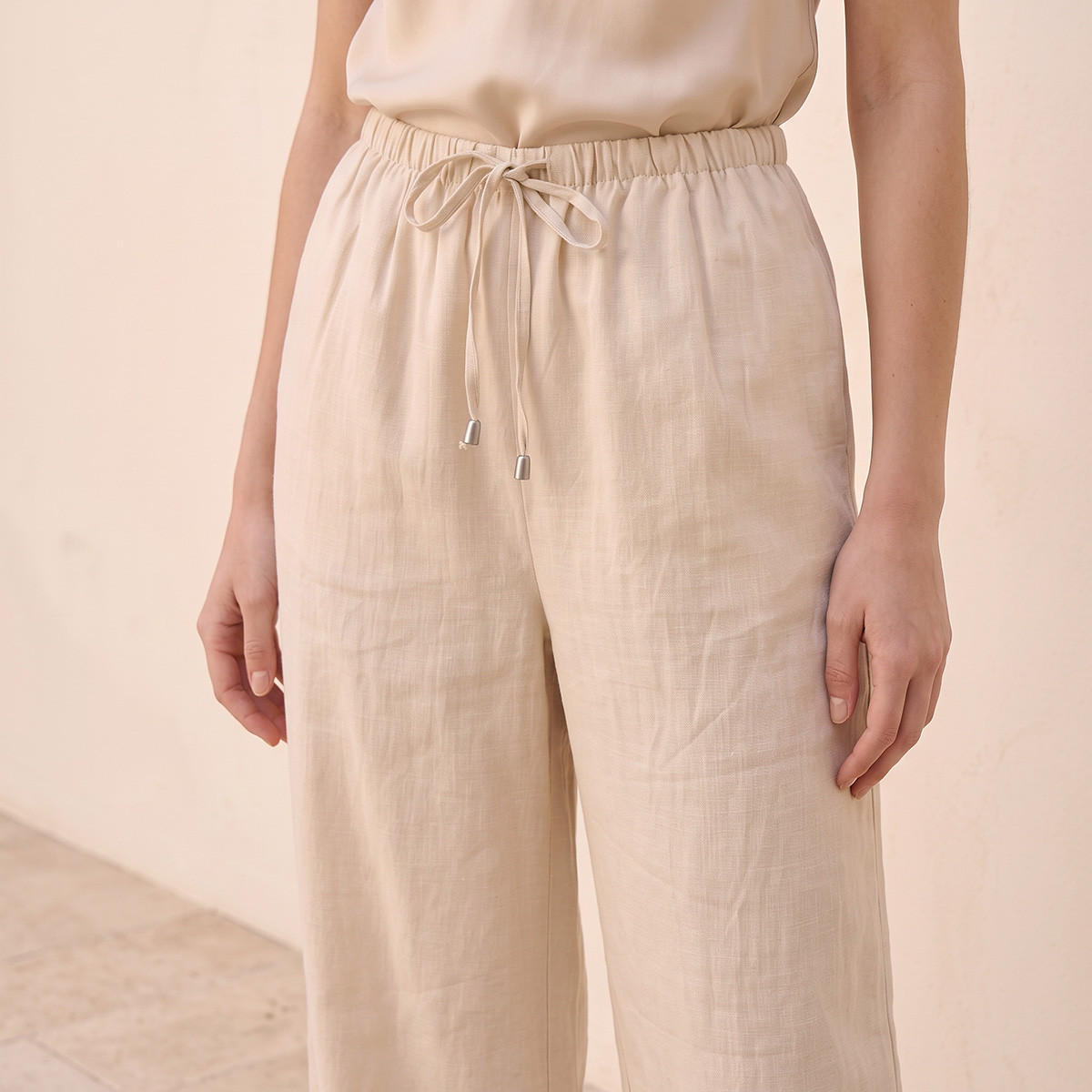 Splash Basic Wide Leg Linen Trousers-women-clothing-trousers-image-5