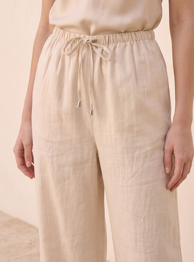 Splash Basic Wide Leg Linen Trousers-women-clothing-trousers-image-5