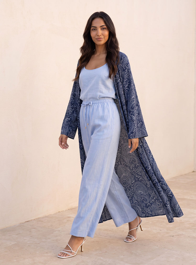 Splash Basic Wide Leg Linen Trousers-women-clothing-trousers-image-3