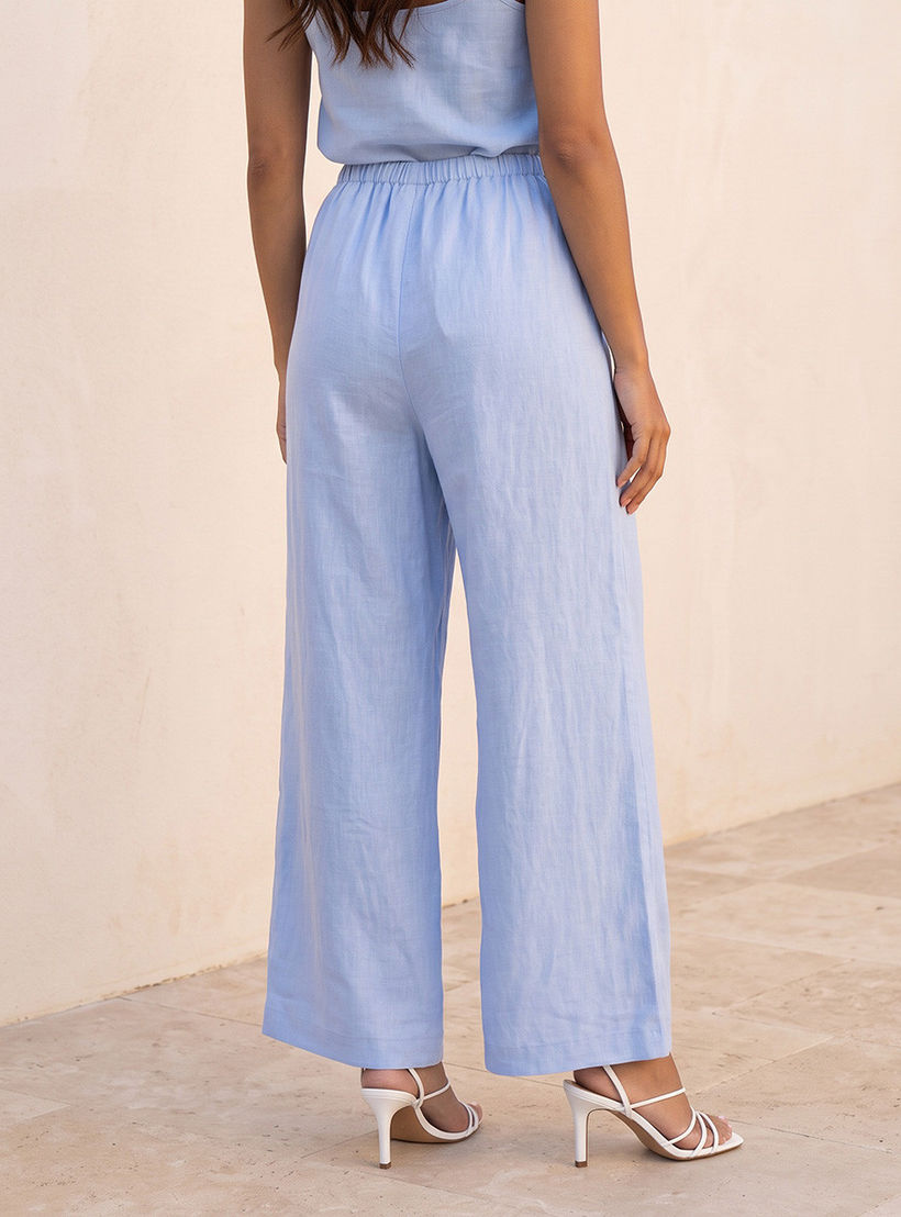 Splash Basic Wide Leg Linen Trousers-women-clothing-trousers-image-4