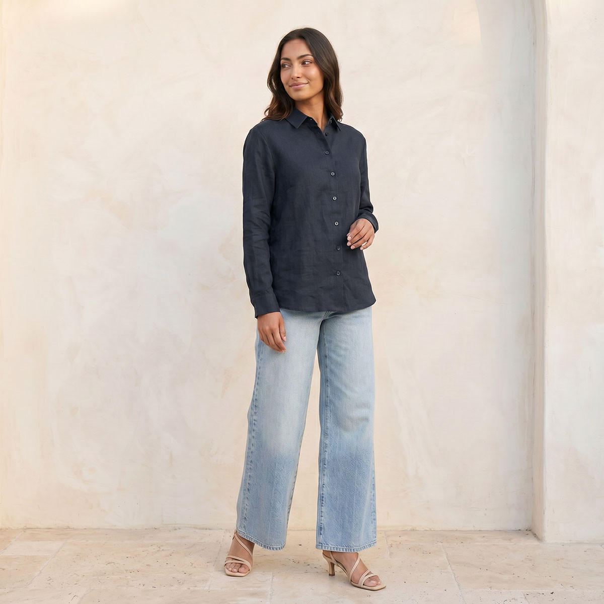 Splash Basic Collared Linen Shirt-women-clothing-shirtsandblouses-shirts-image-3