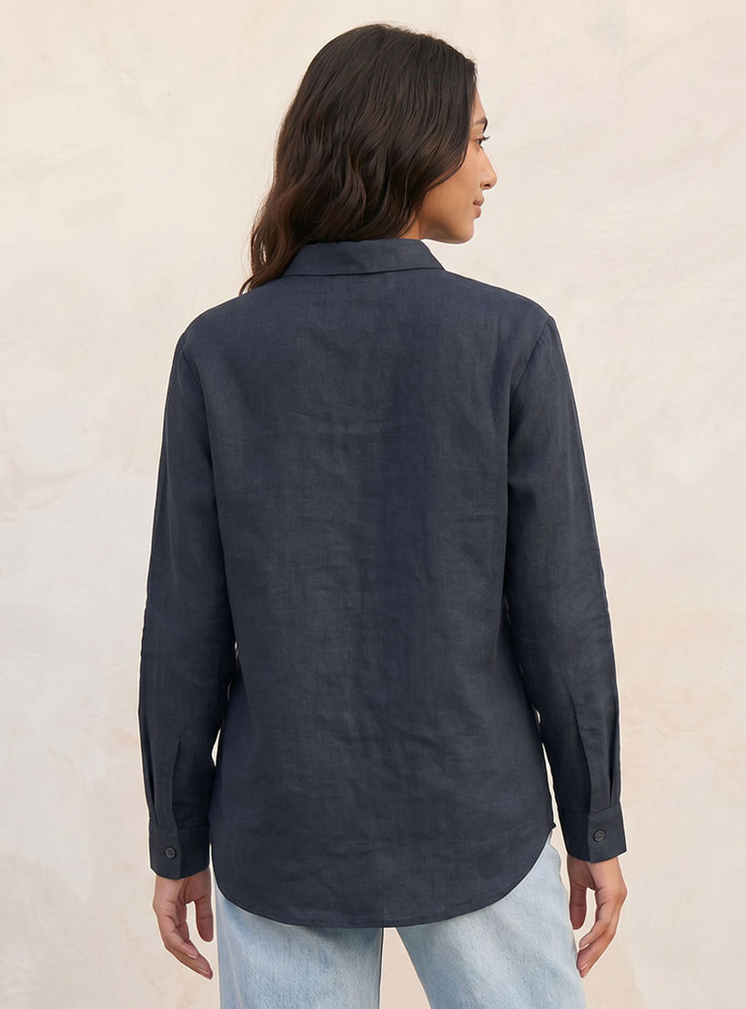 Splash Basic Collared Linen Shirt-women-clothing-shirtsandblouses-shirts-image-4