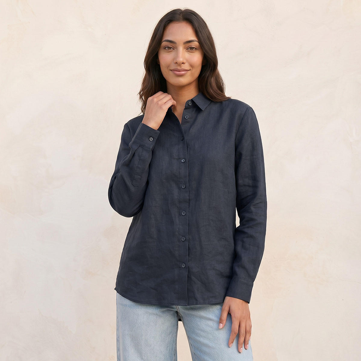 Splash Basic Collared Linen Shirt-women-clothing-shirtsandblouses-shirts-image-5