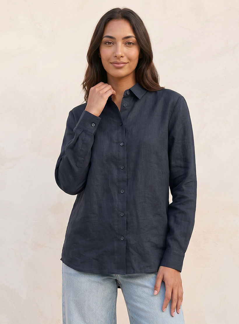 Splash Basic Collared Linen Shirt-women-clothing-shirtsandblouses-shirts-image-5