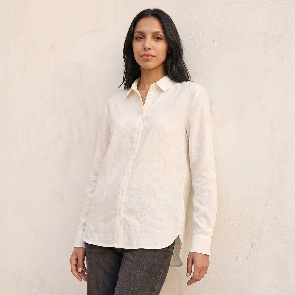 Splash Basic Collared Linen Shirt-women-clothing-shirtsandblouses-shirts-image-1