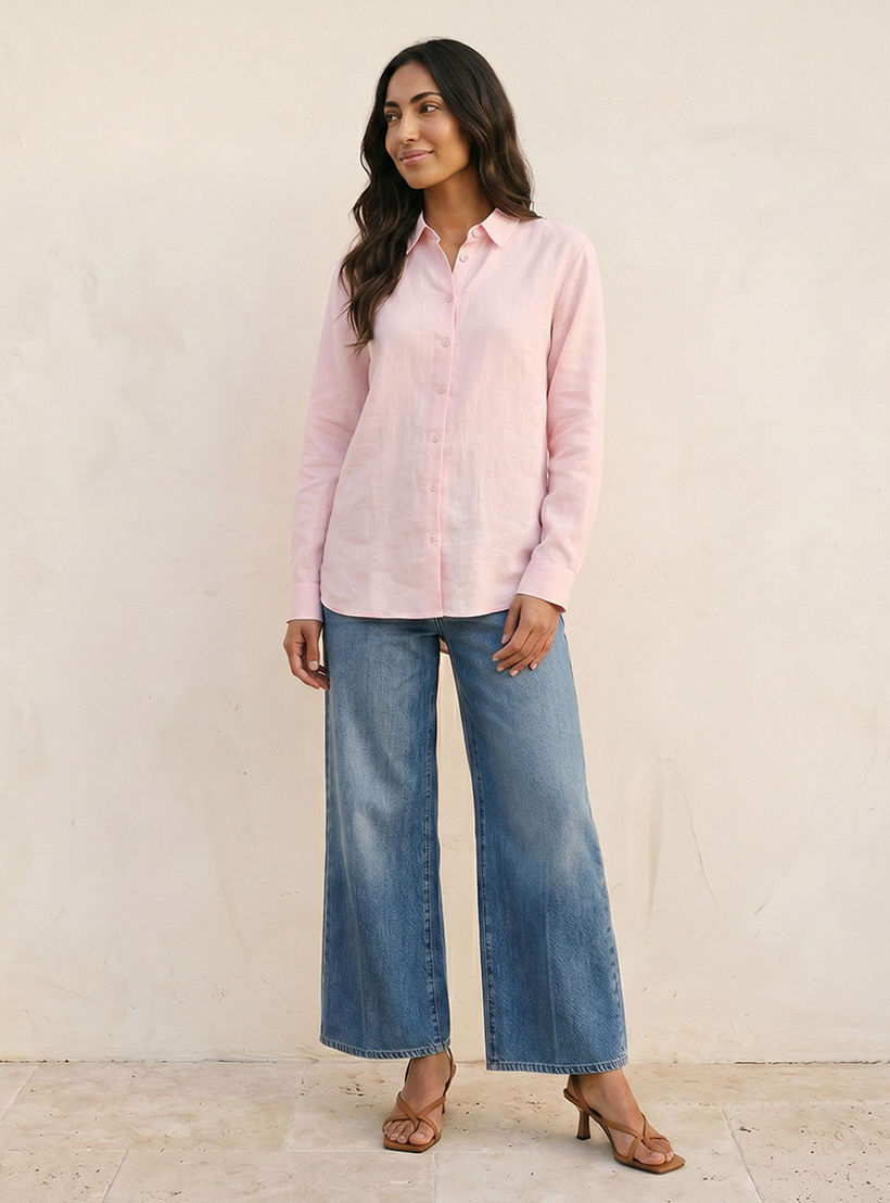 Splash Basic Collared Linen Shirt-women-clothing-shirtsandblouses-shirts-image-3