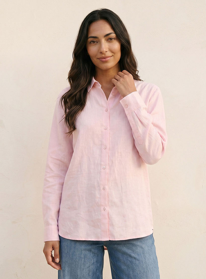 Splash Basic Collared Linen Shirt-women-clothing-shirtsandblouses-shirts-image-5