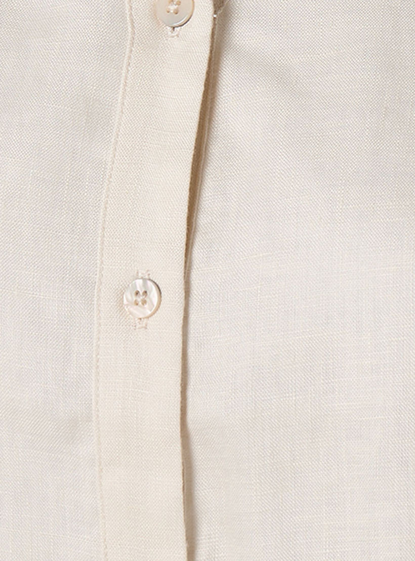 Splash Basic Collared Linen Shirt with Tab Sleeves-women-clothing-shirtsandblouses-shirts-image-2
