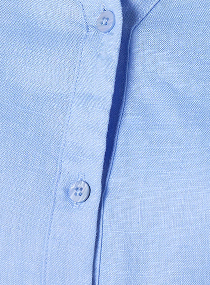 Splash Basic Collared Linen Shirt with Tab Sleeves-women-clothing-shirtsandblouses-shirts-image-2