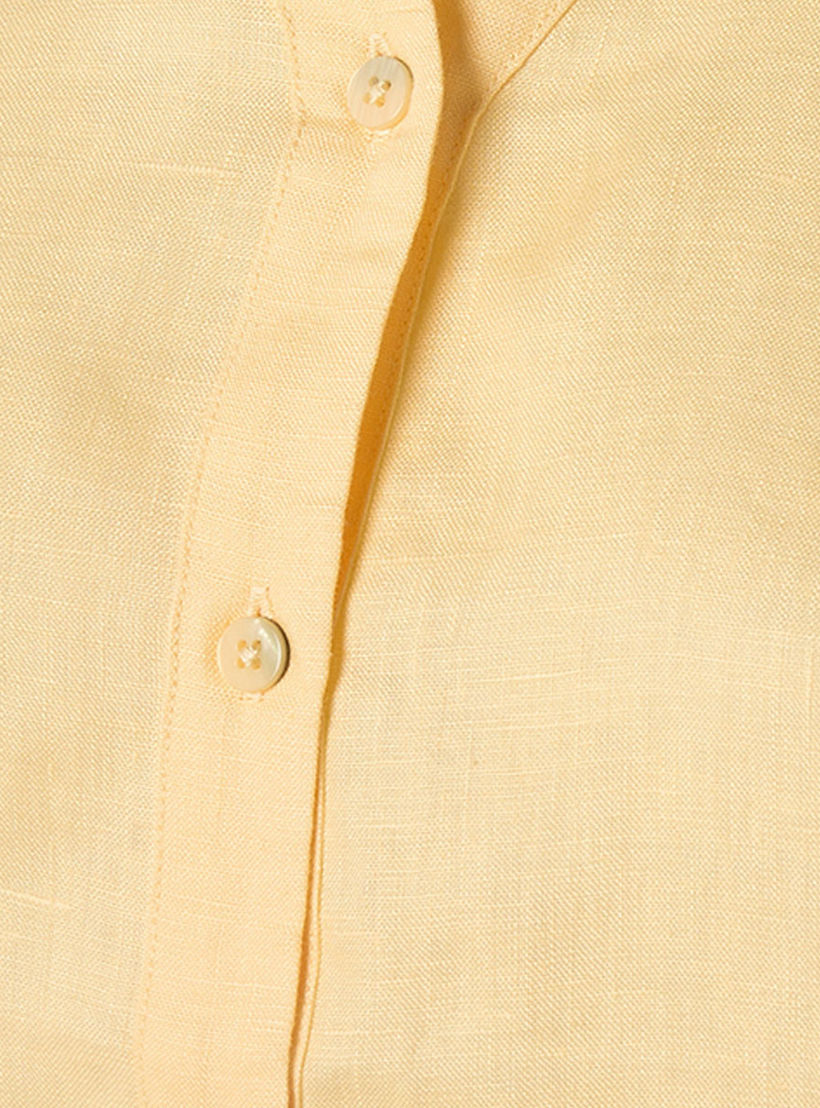 Splash Basic Collared Linen Shirt with Tab Sleeves-women-clothing-shirtsandblouses-shirts-image-2