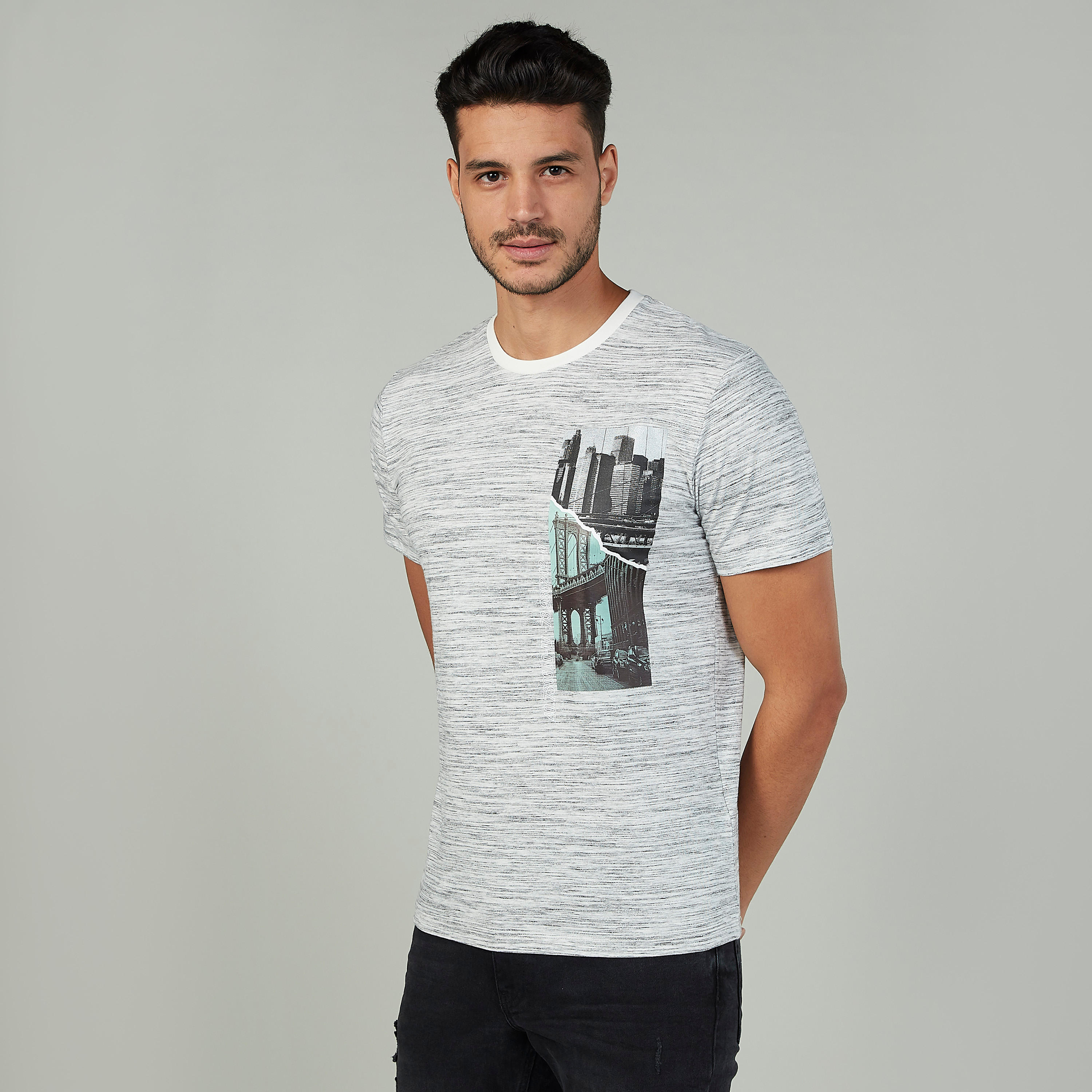 Bossini Printed T-shirt with Round Neck and Short Sleeves-men-clothing-tshirtsandpolos-tshirts-image-1