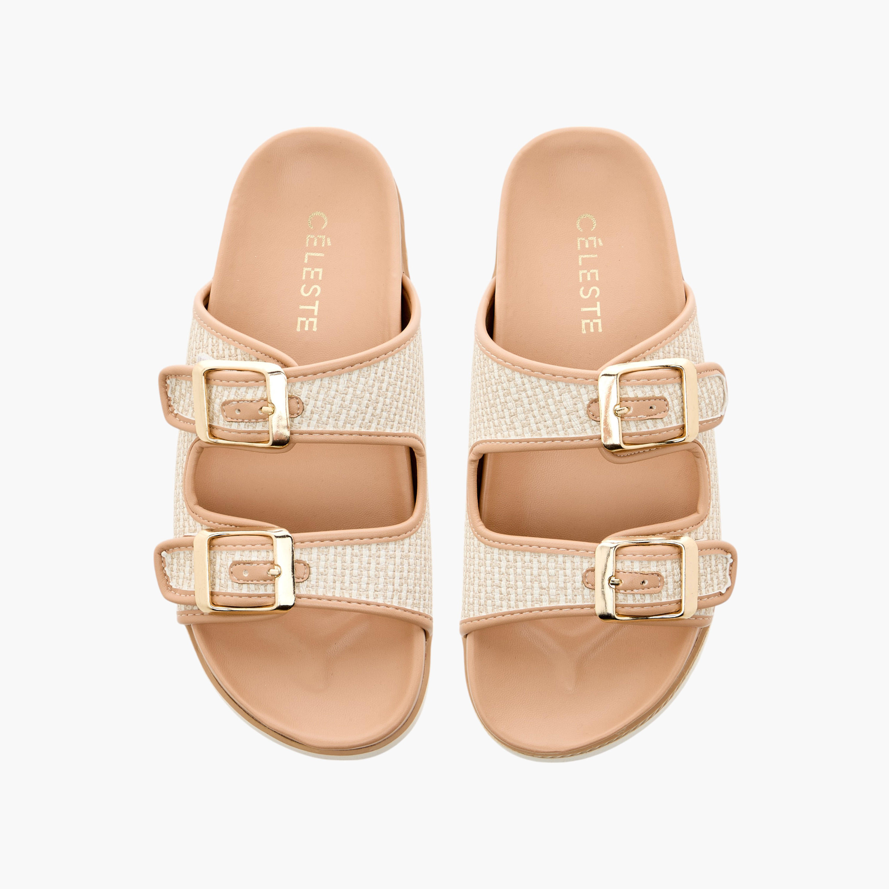 Celeste Women's Buckle Accent Slip-On Sandals-women-shoes-flats-sandals-image-1