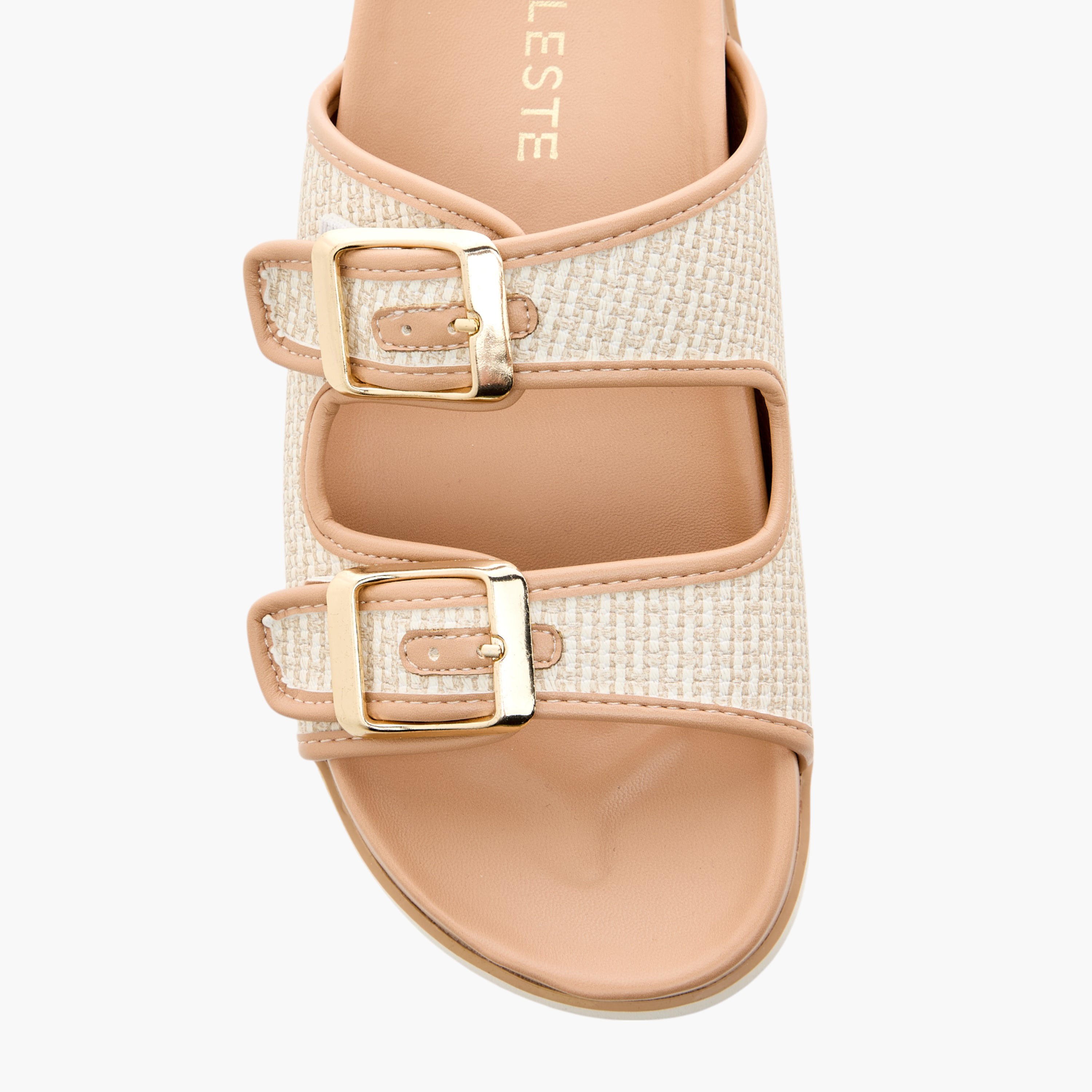 Celeste Women's Buckle Accent Slip-On Sandals-women-shoes-flats-sandals-image-3