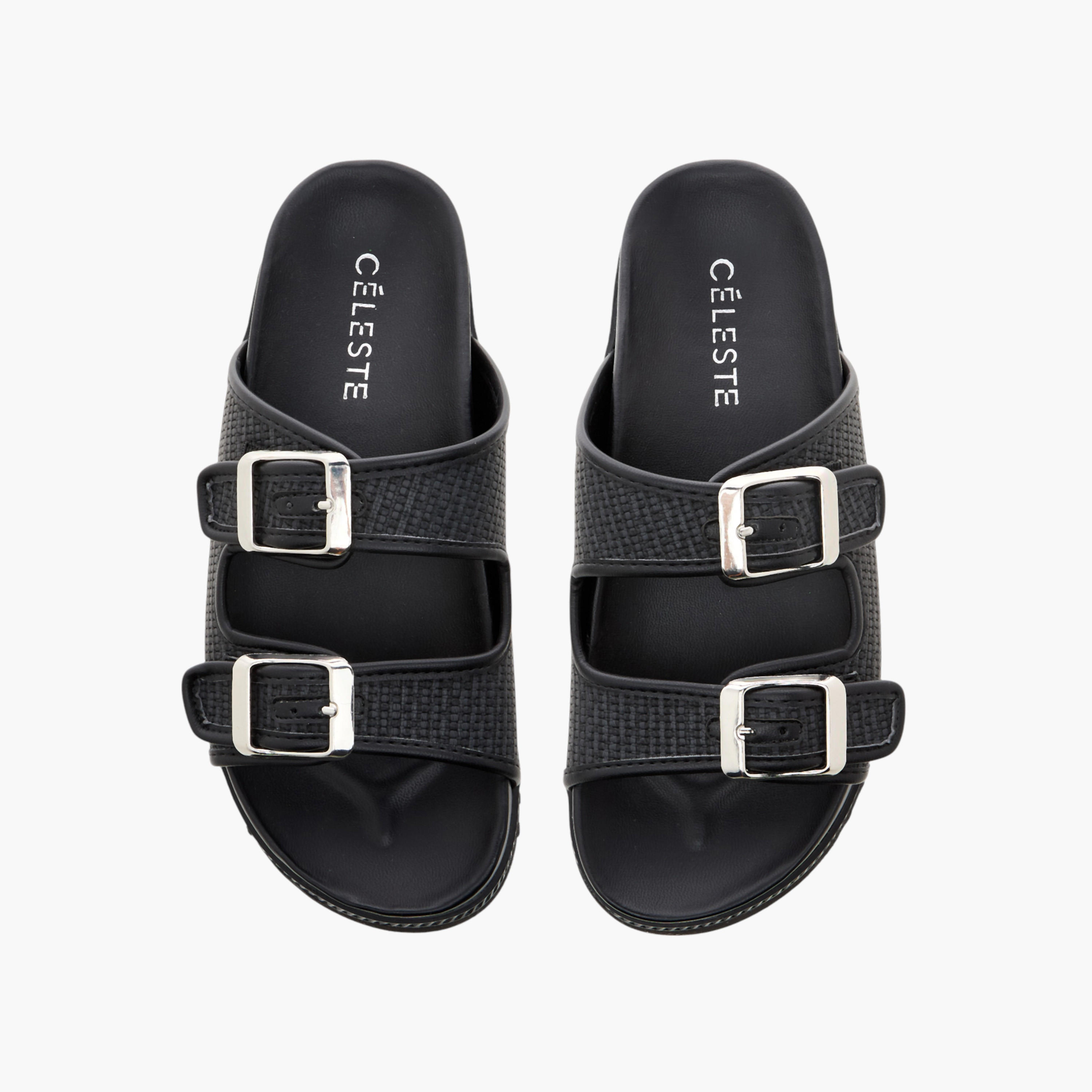 Celeste Women's Buckle Accent Slip-On Sandals-women-shoes-flats-sandals-image-1