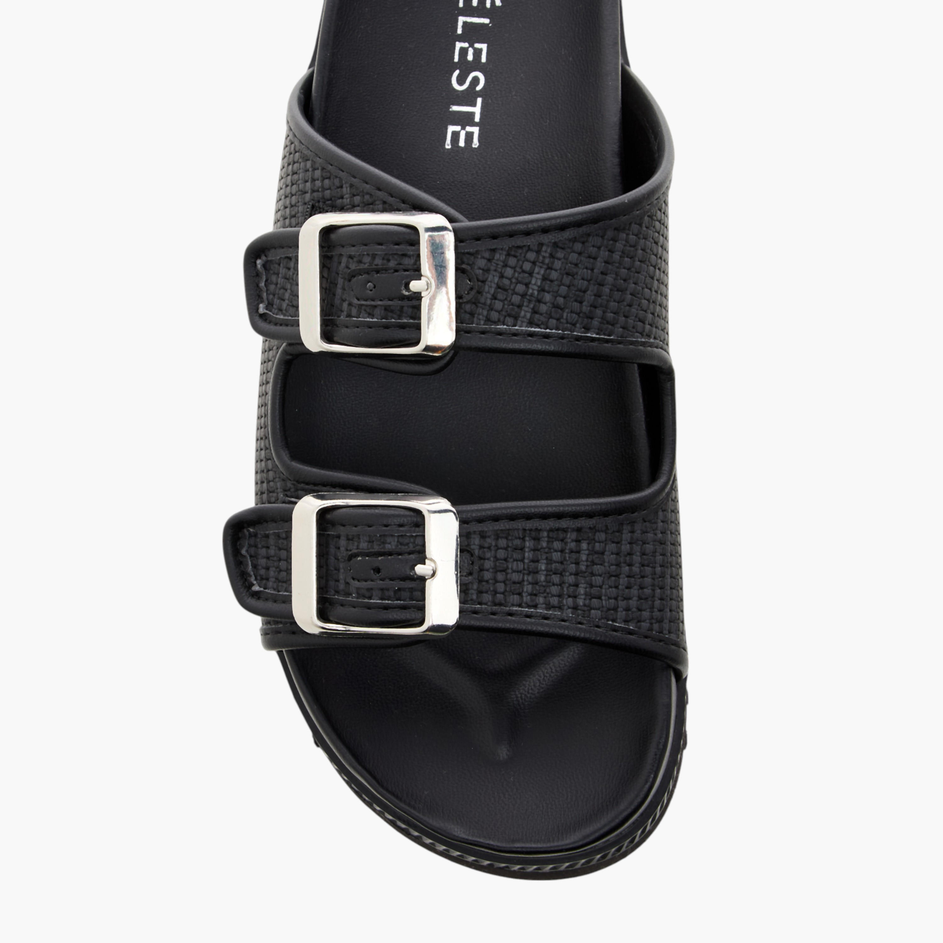 Celeste Women's Buckle Accent Slip-On Sandals-women-shoes-flats-sandals-image-3