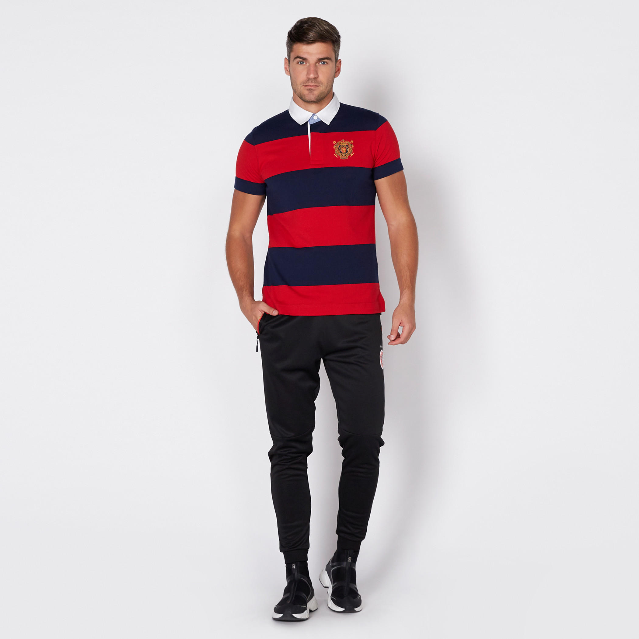 تيشيرت مقلّم بياقة بولو وأكمام قصيرة-men-clothing-tshirtsandpolos-tshirts-image-1