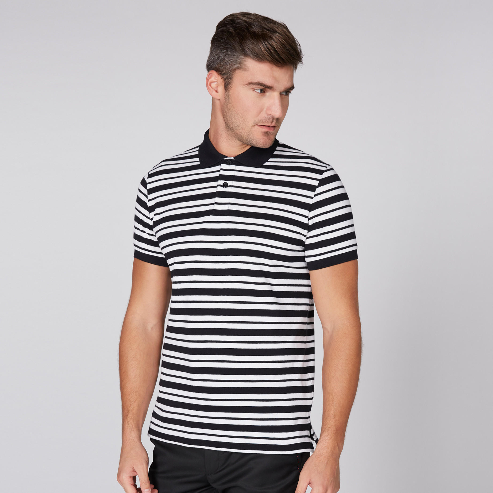 Striped T-Shirt with Polo Neck and Short Sleeves-men-clothing-tshirtsandpolos-tshirts-image-1