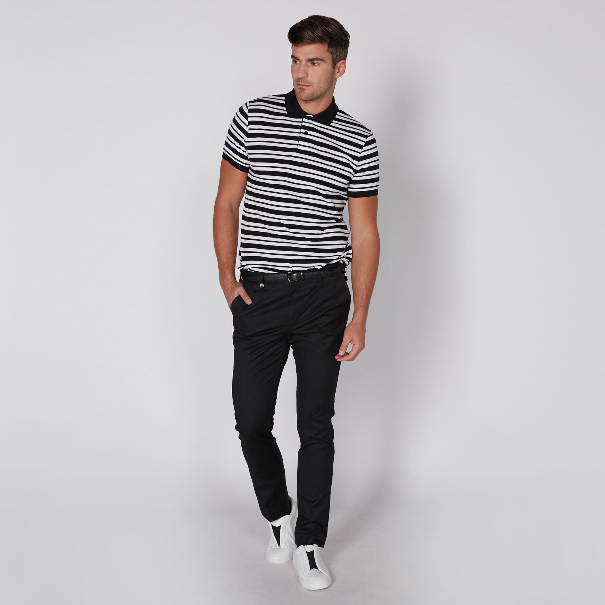 Striped T-Shirt with Polo Neck and Short Sleeves-men-clothing-tshirtsandpolos-tshirts-image-2