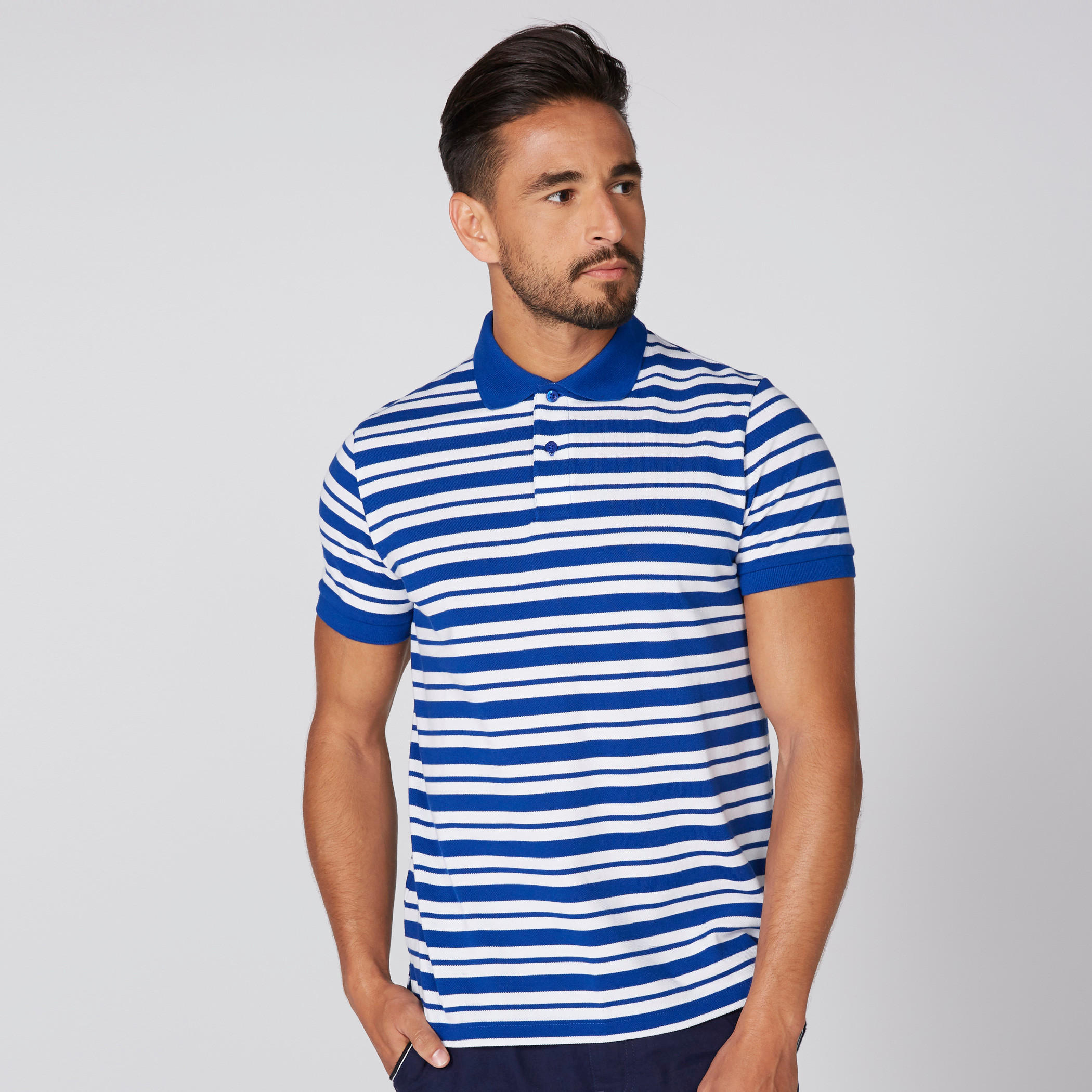 تيشيرت مقلّم بياقة بولو وأكمام قصيرة-men-clothing-tshirtsandpolos-polos-image-1