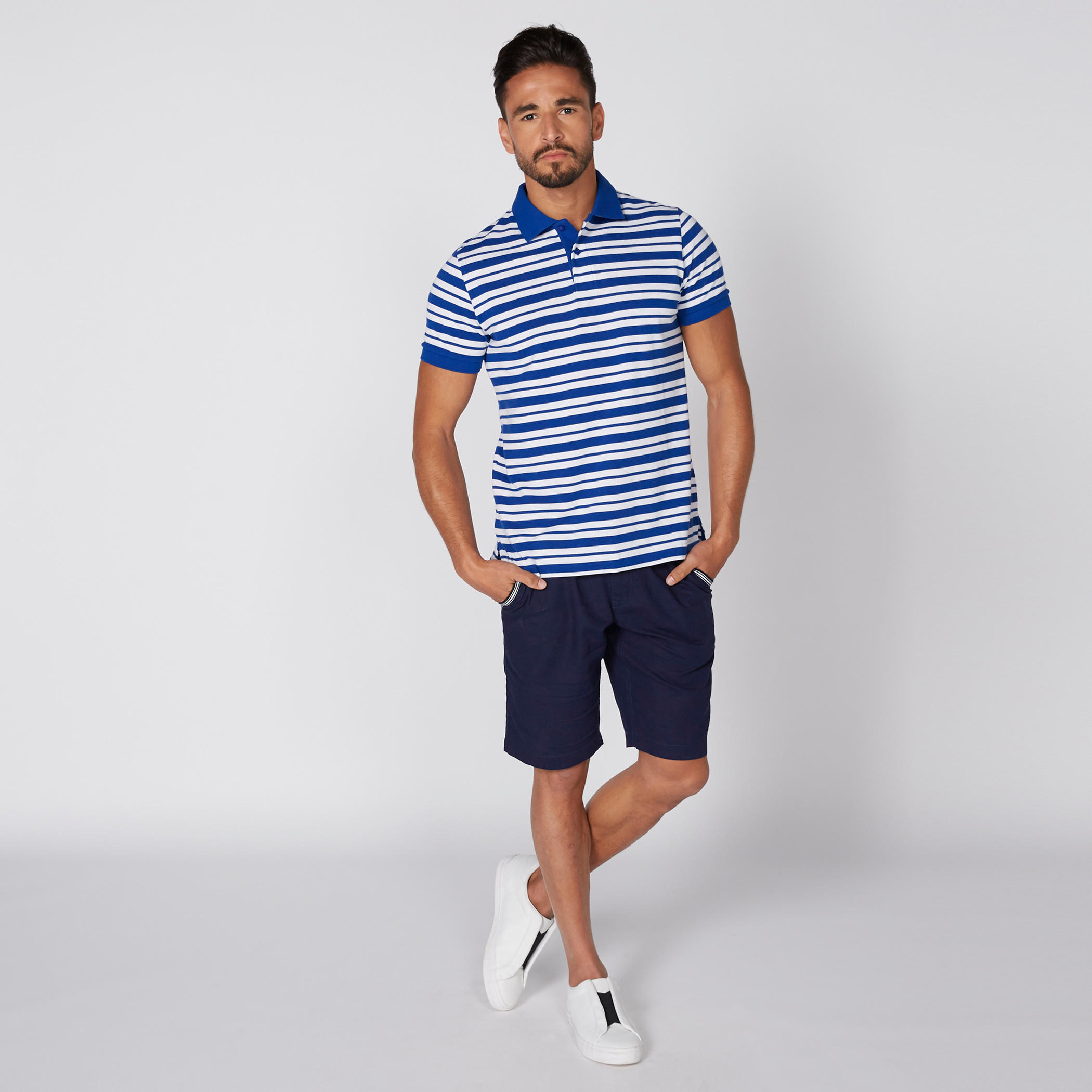 تيشيرت مقلّم بياقة بولو وأكمام قصيرة-men-clothing-tshirtsandpolos-polos-image-2