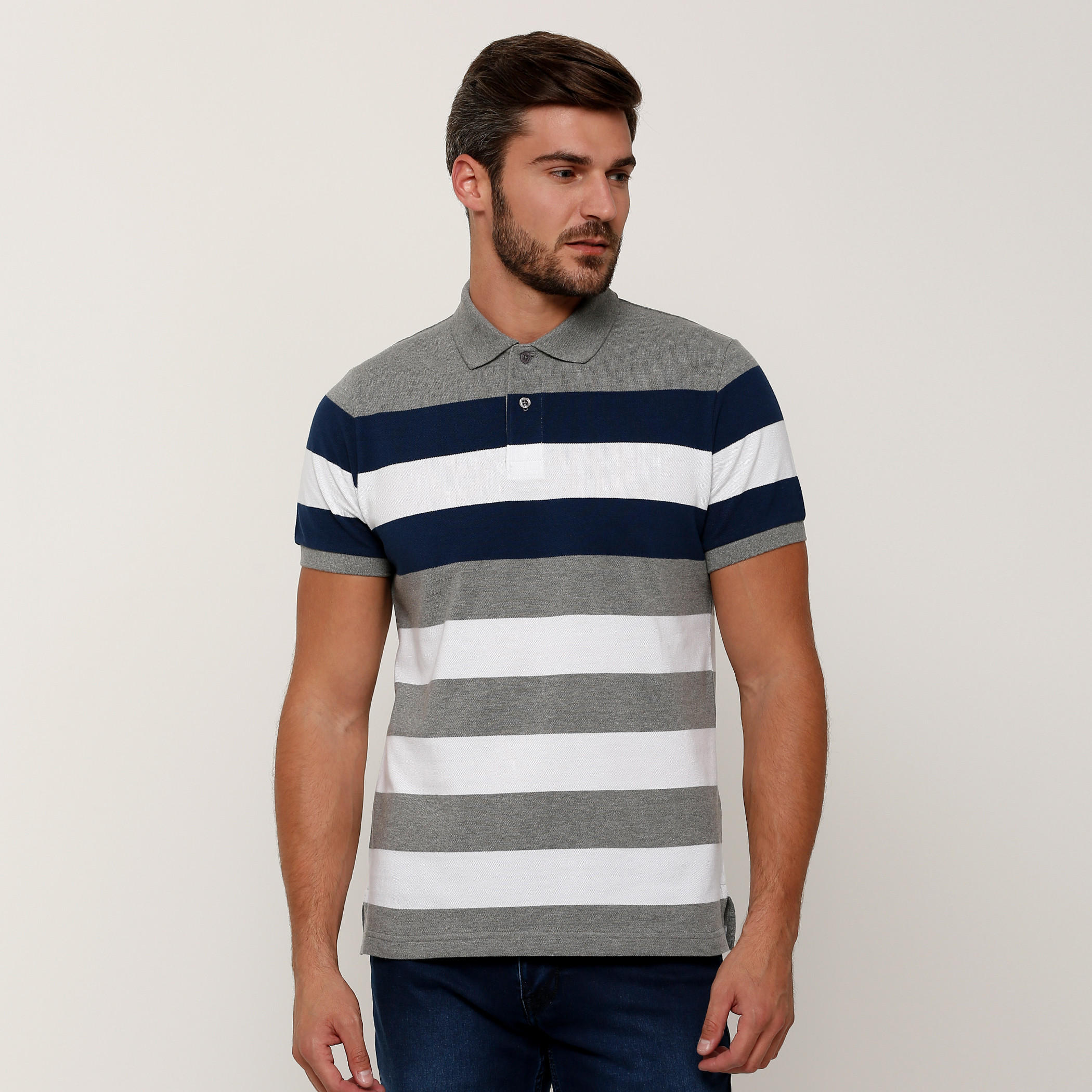 تيشيرت مقلّم بياقة بولو وأكمام قصيرة-men-clothing-tshirtsandpolos-tshirts-image-1