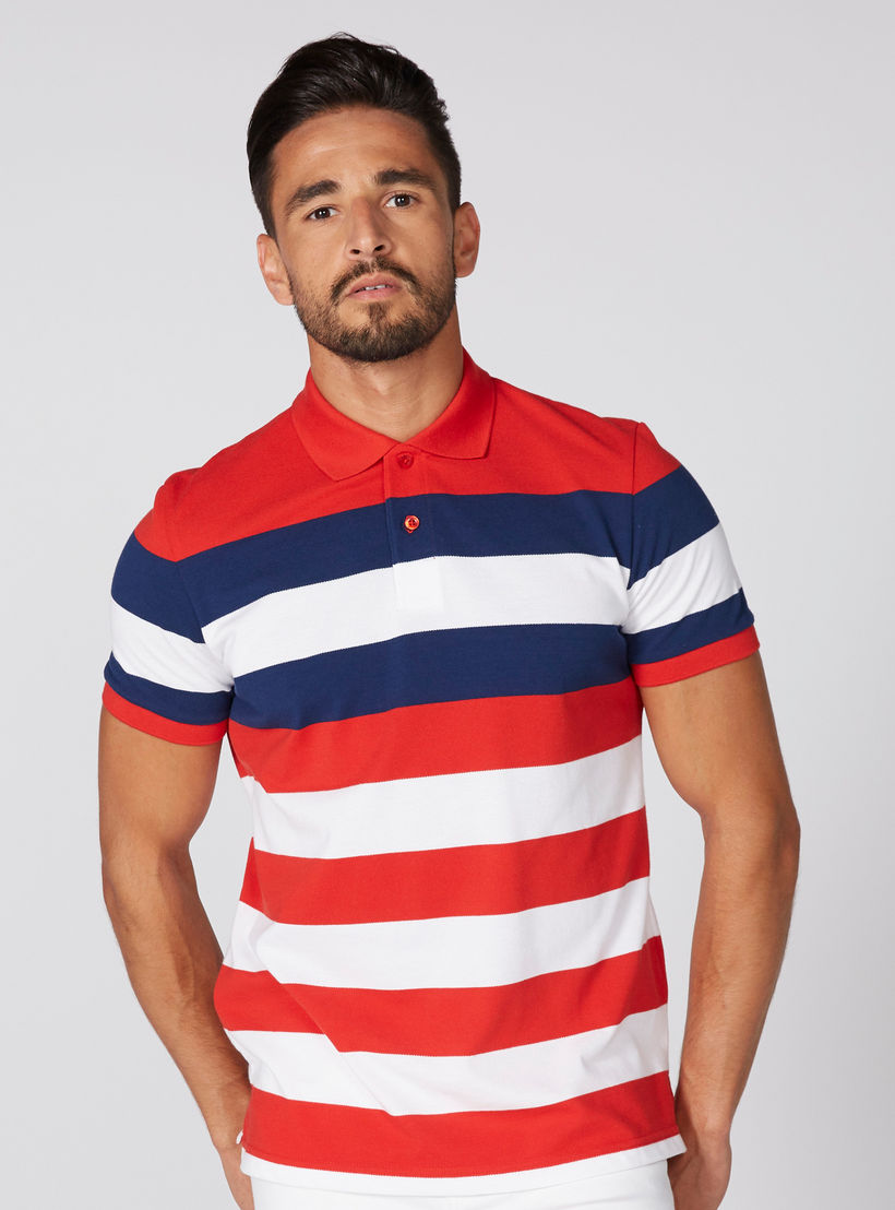 تيشيرت مقلّم بياقة بولو وأكمام قصيرة-men-clothing-tshirtsandpolos-polos-image-1
