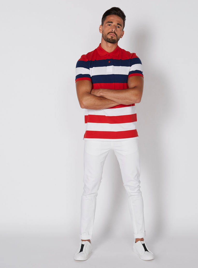 تيشيرت مقلّم بياقة بولو وأكمام قصيرة-men-clothing-tshirtsandpolos-polos-image-2