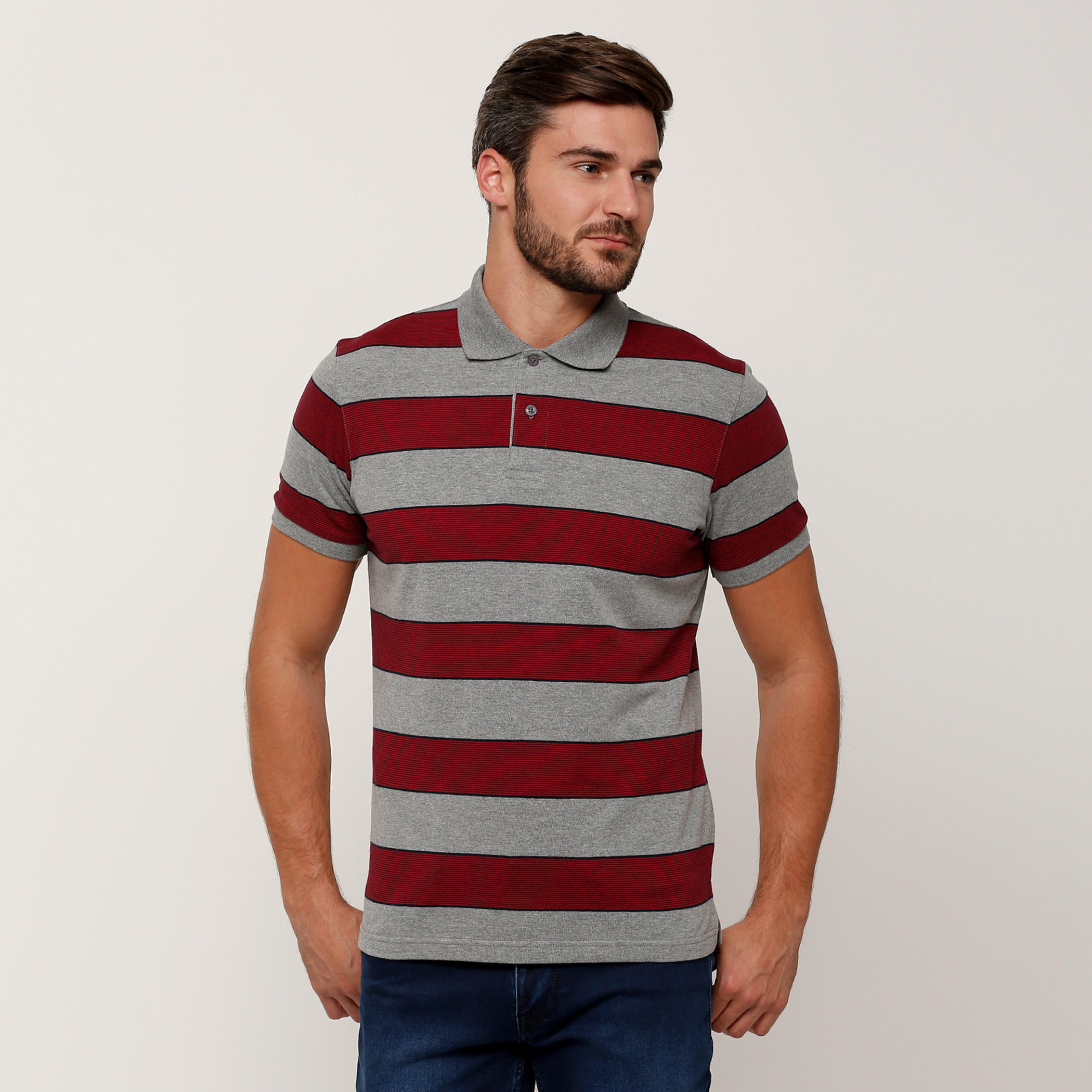 تيشيرت مقلّم بياقة بولو وأكمام قصيرة-men-clothing-tshirtsandpolos-tshirts-image-1