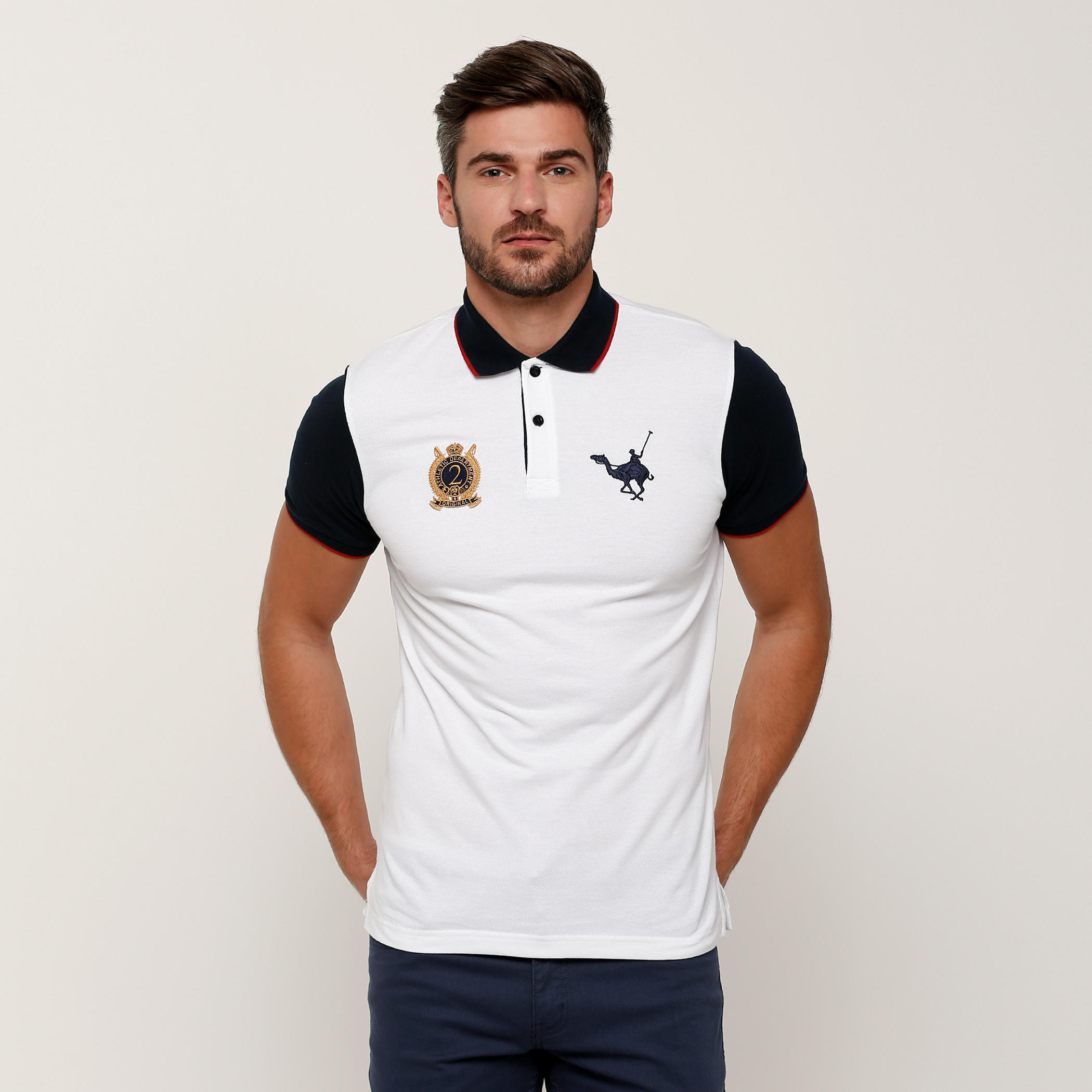 Embroidered T-Shirt with Polo Neck and Short Sleeves-men-clothing-tshirtsandpolos-tshirts-image-1