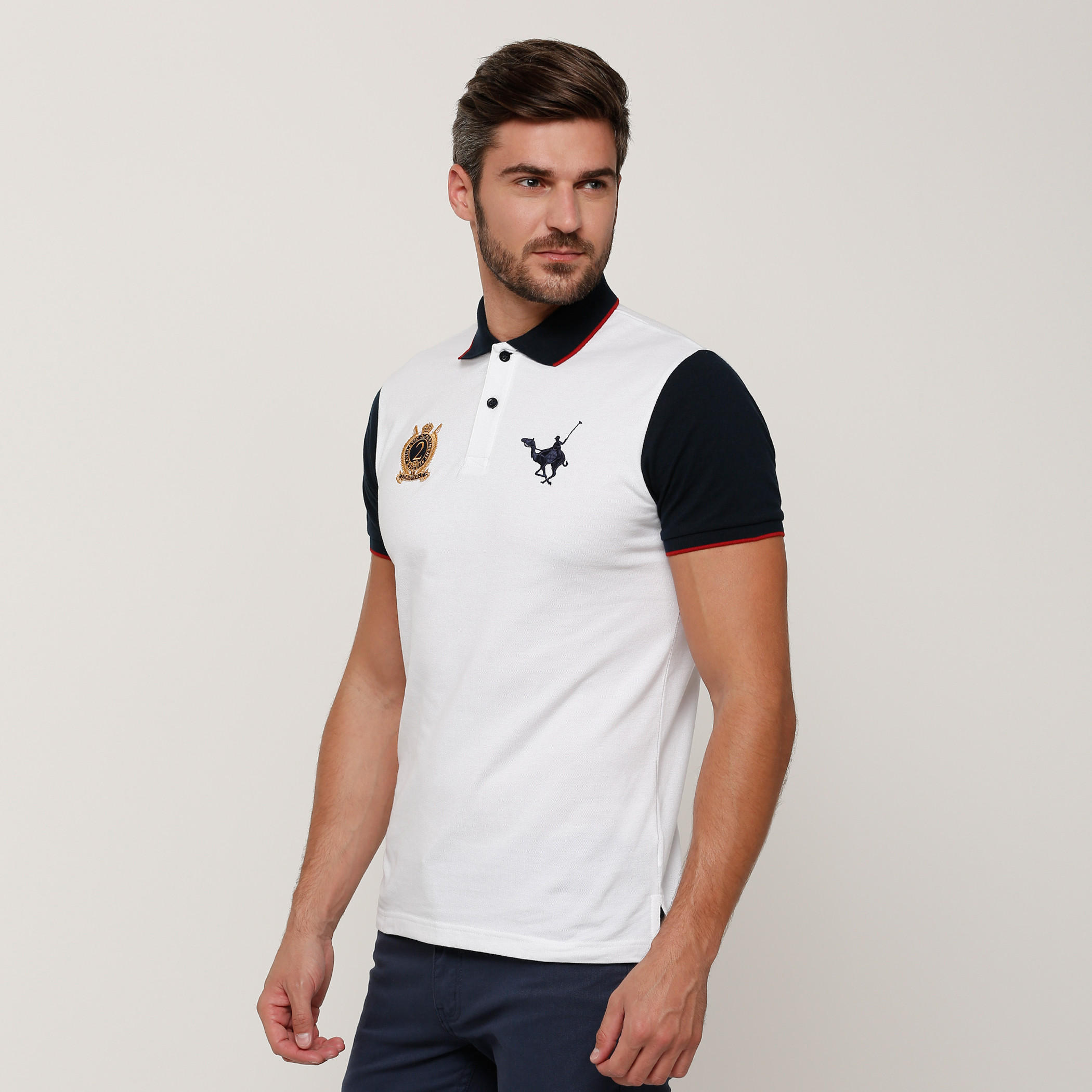 Embroidered T-Shirt with Polo Neck and Short Sleeves-men-clothing-tshirtsandpolos-tshirts-image-3