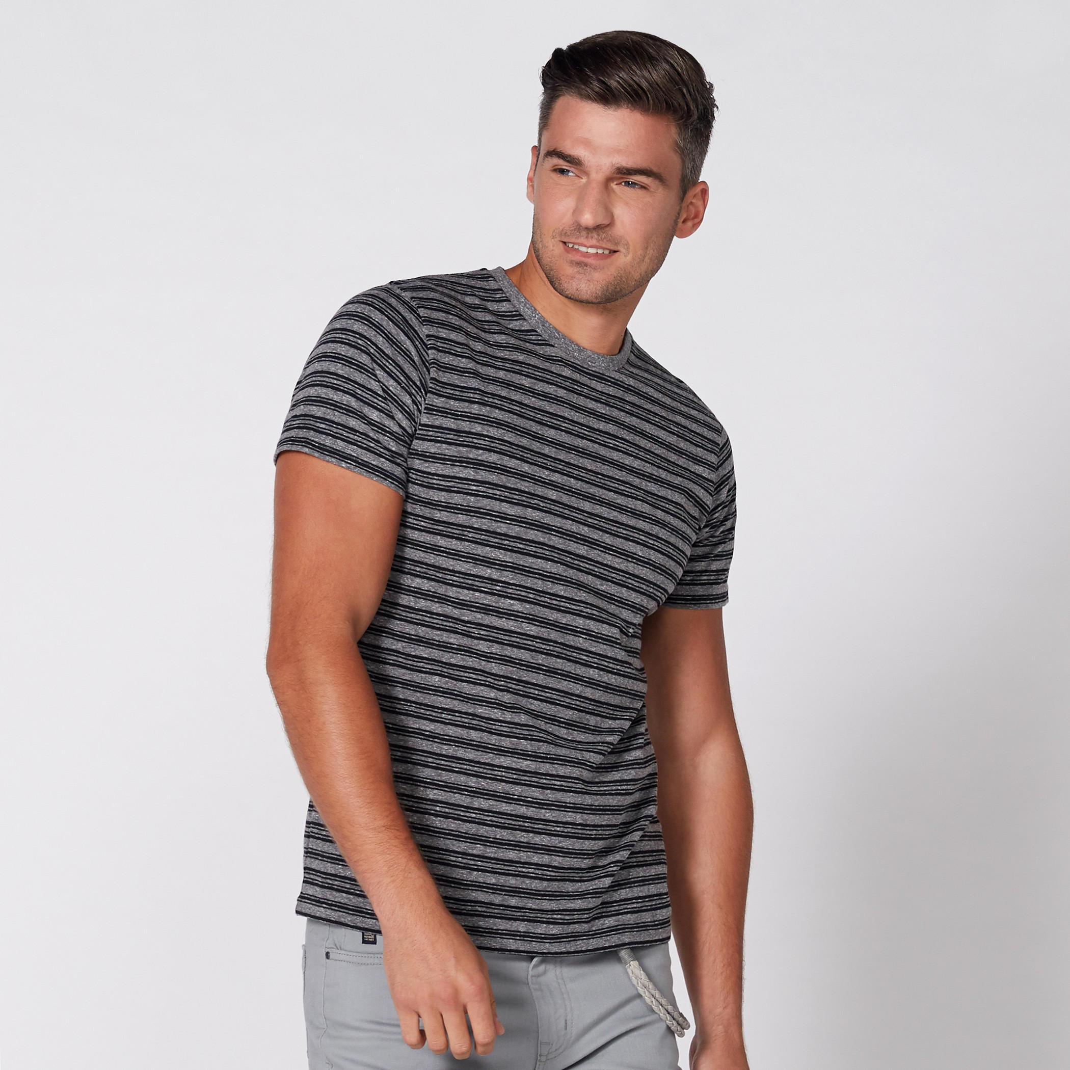 Striped T-Shirt with Round Neck and Short Sleeves-men-clothing-tshirtsandpolos-tshirts-image-1