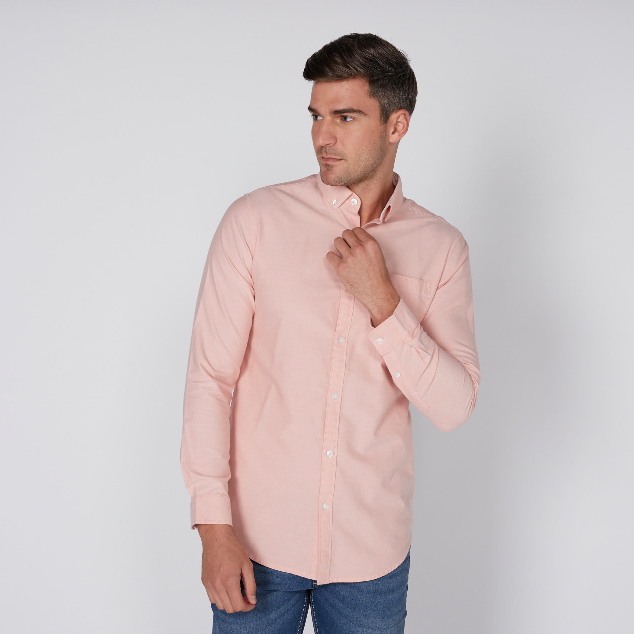 قميص منسوج بأكمام طويلة وياقة بأزرار-men-clothing-shirts-image-1