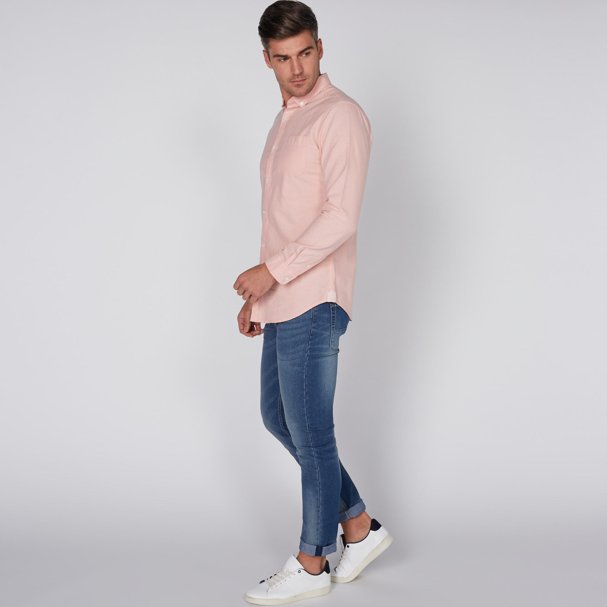 Long Sleeves Woven Shirt with Button Down Collar-men-clothing-shirts-image-4