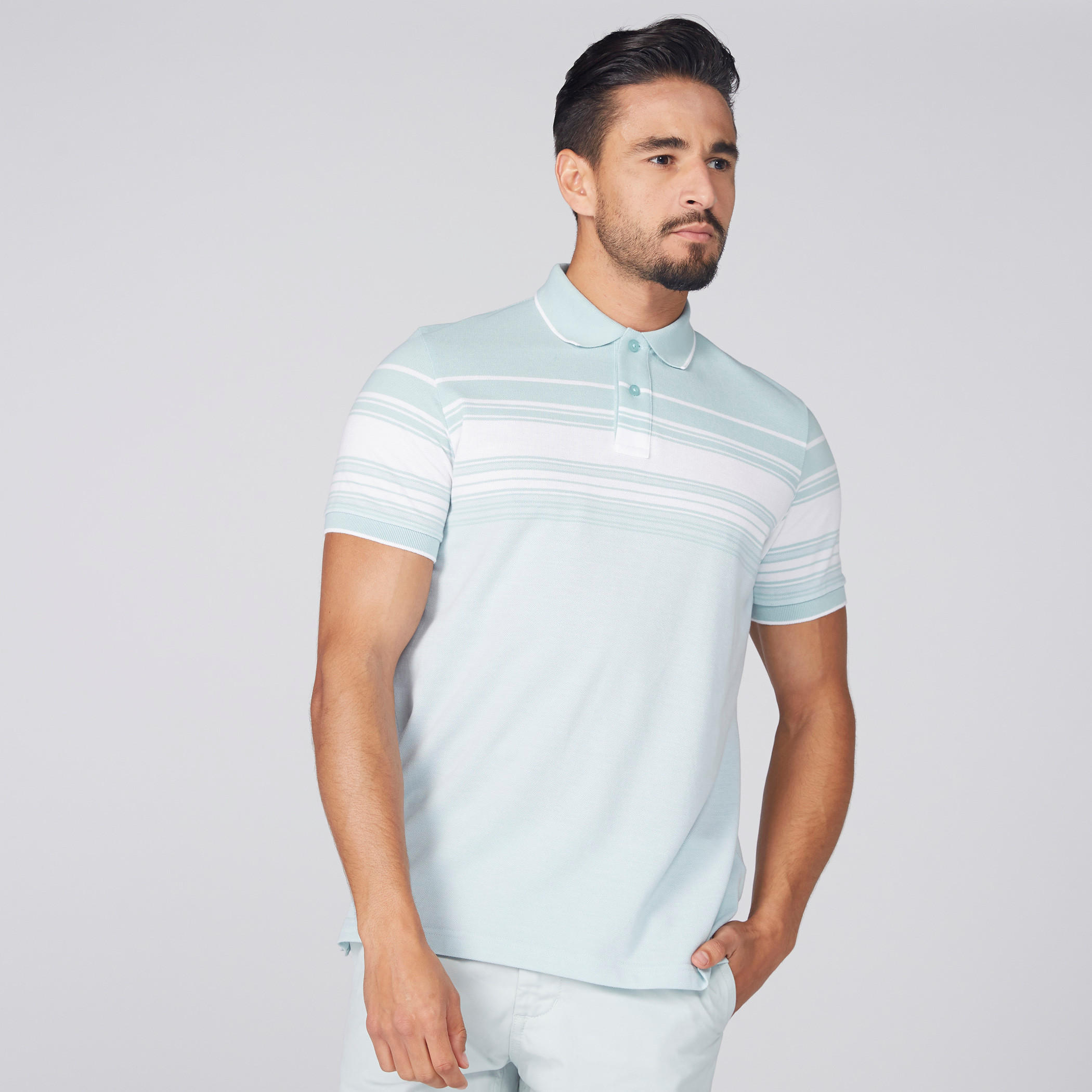 تيشيرت مقلّم بياقة بولو وأكمام قصيرة-men-clothing-tshirtsandpolos-tshirts-image-1