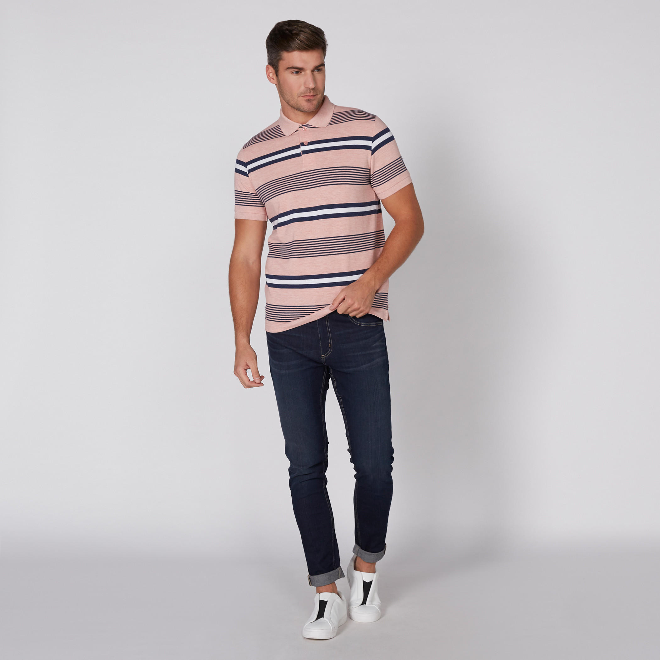 Striped T-Shirt with Polo Neck and Short Sleeves-men-clothing-tshirtsandpolos-tshirts-image-1