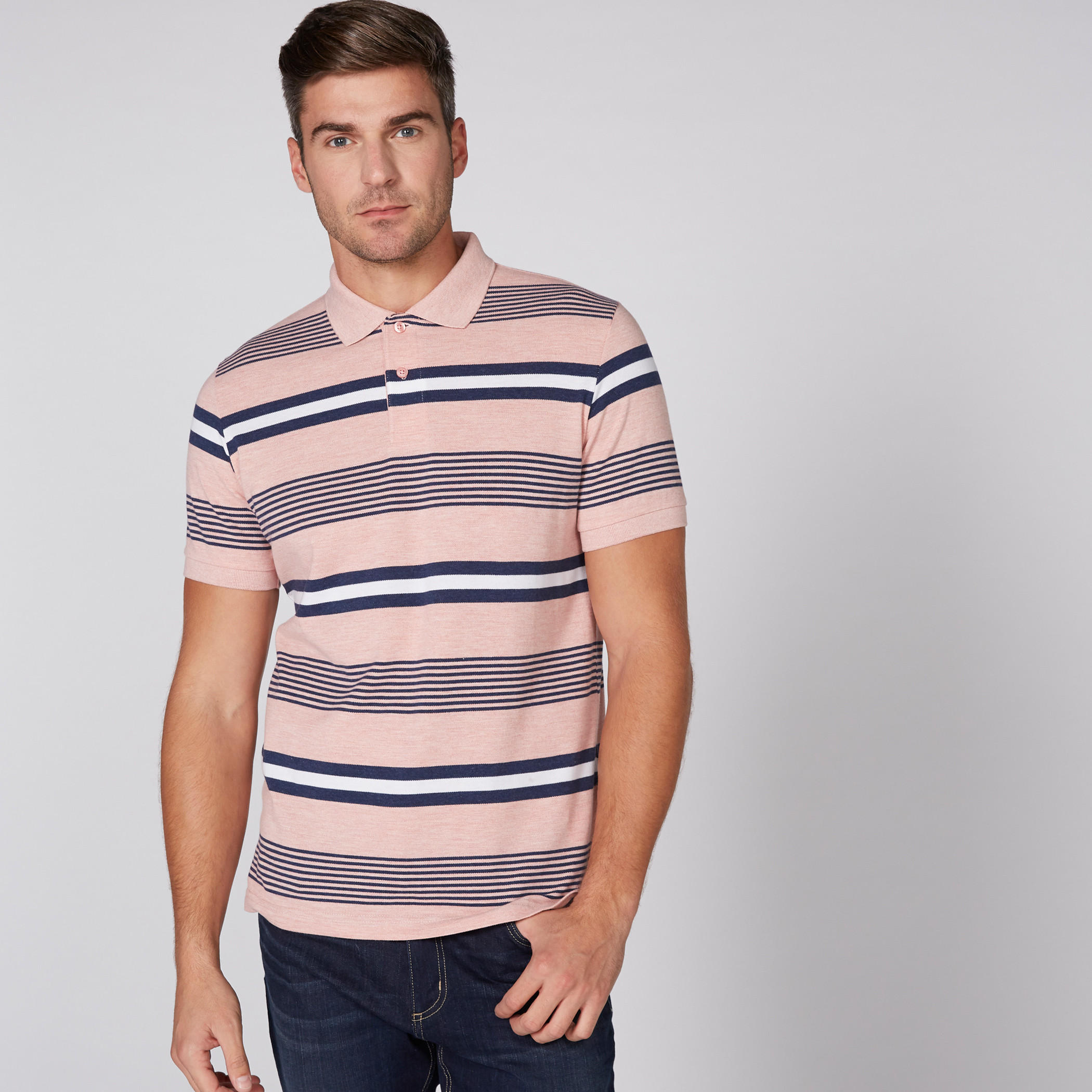 Striped T-Shirt with Polo Neck and Short Sleeves-men-clothing-tshirtsandpolos-tshirts-image-2