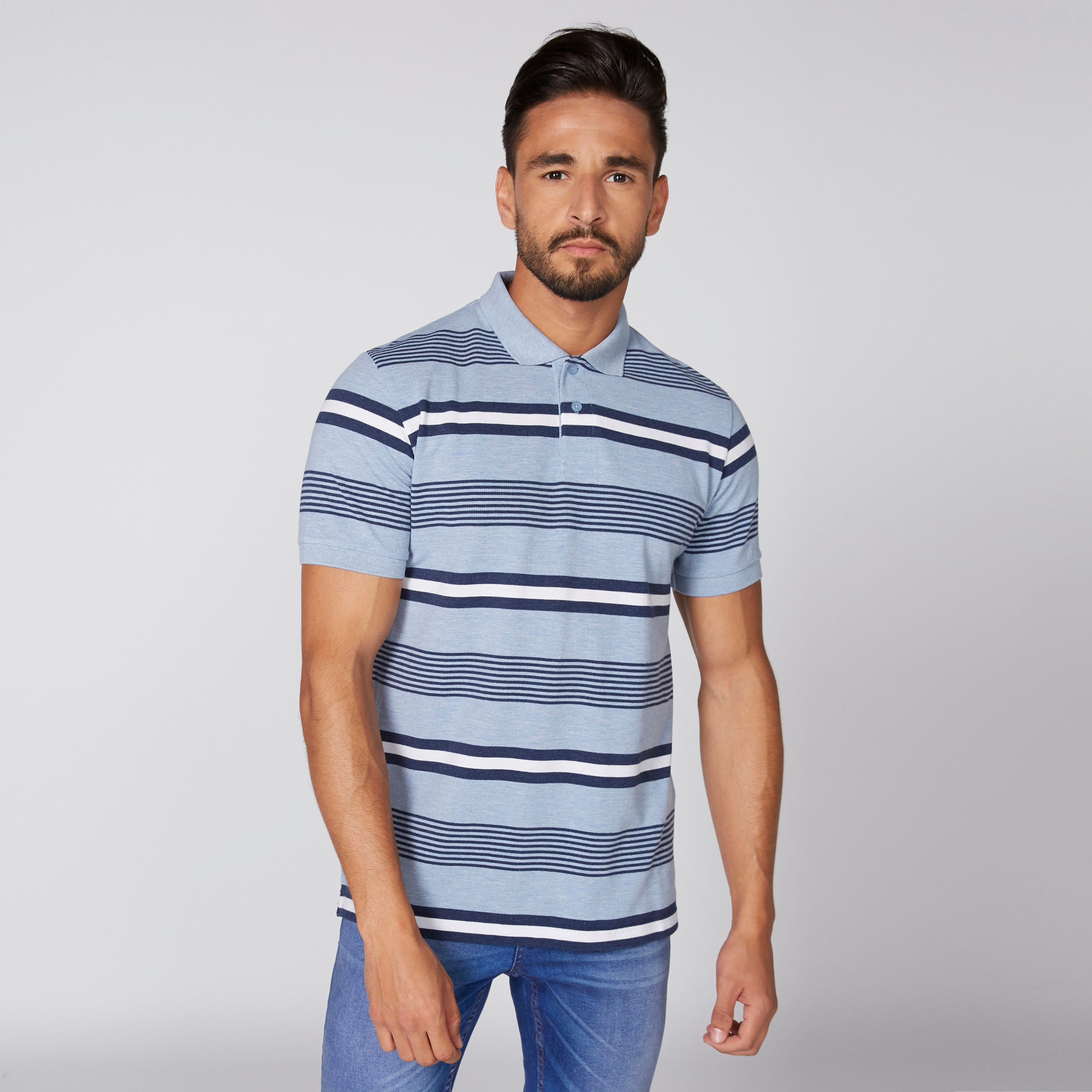 تيشيرت مقلّم بياقة بولو وأكمام قصيرة-men-clothing-tshirtsandpolos-polos-image-1