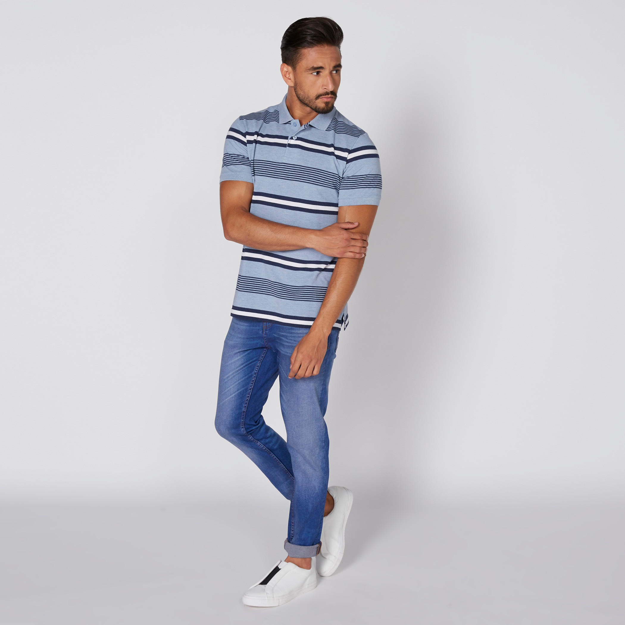 تيشيرت مقلّم بياقة بولو وأكمام قصيرة-men-clothing-tshirtsandpolos-polos-image-2