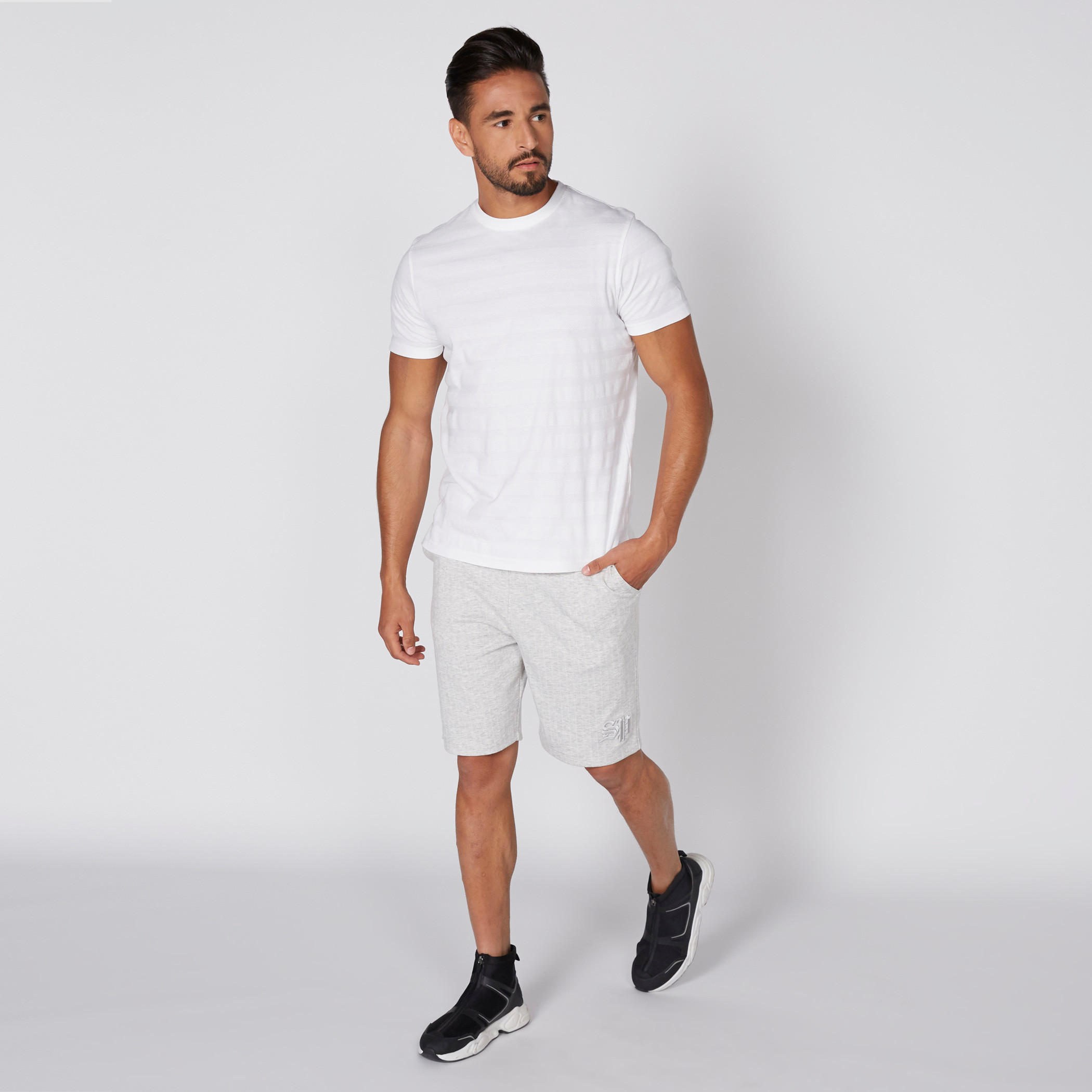Textured T-Shirt with Round Neck and Short Sleeves-men-clothing-tshirtsandpolos-tshirts-image-2