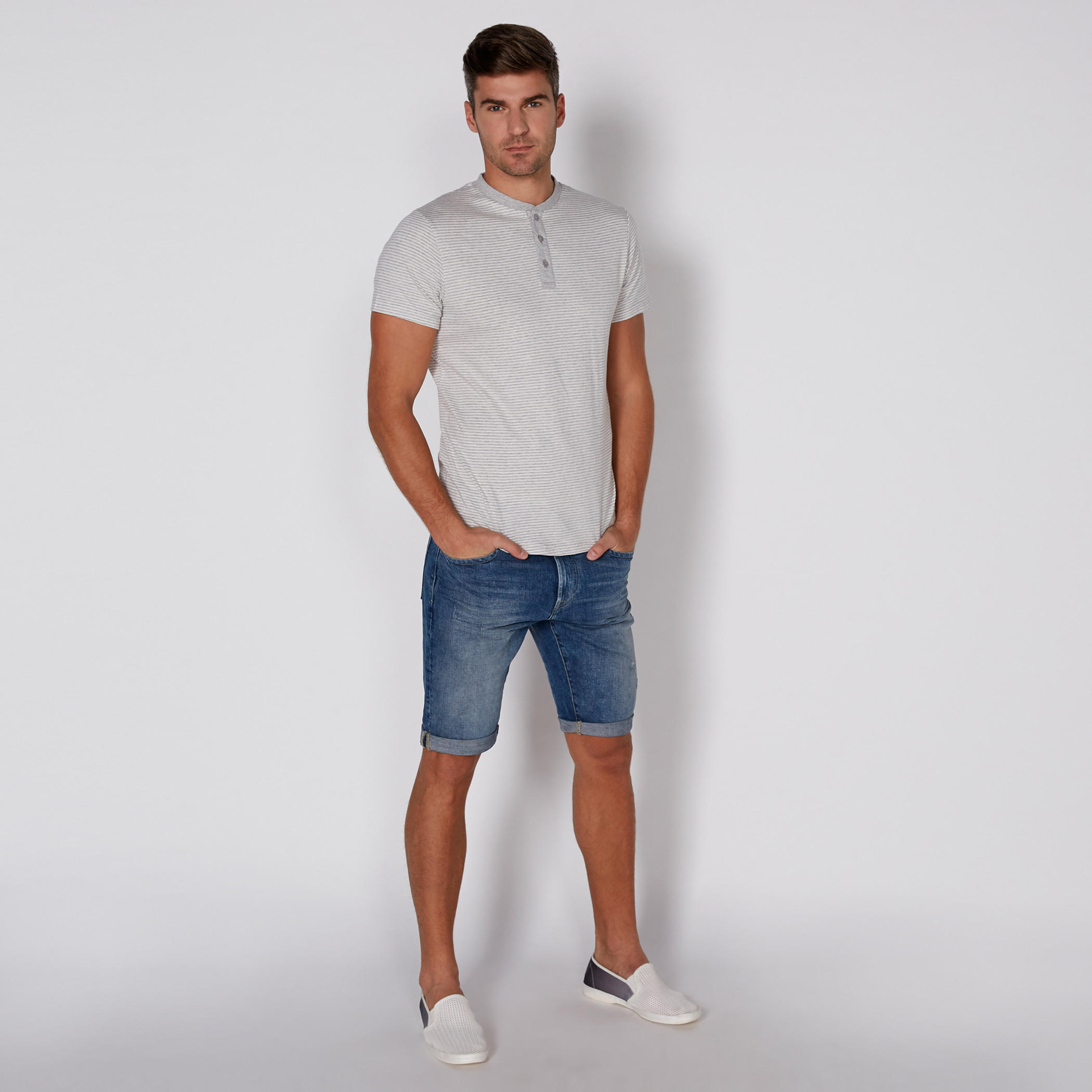Striped T-Shirt with Henley Neck and Short Sleeves-men-clothing-tshirtsandpolos-tshirts-image-2
