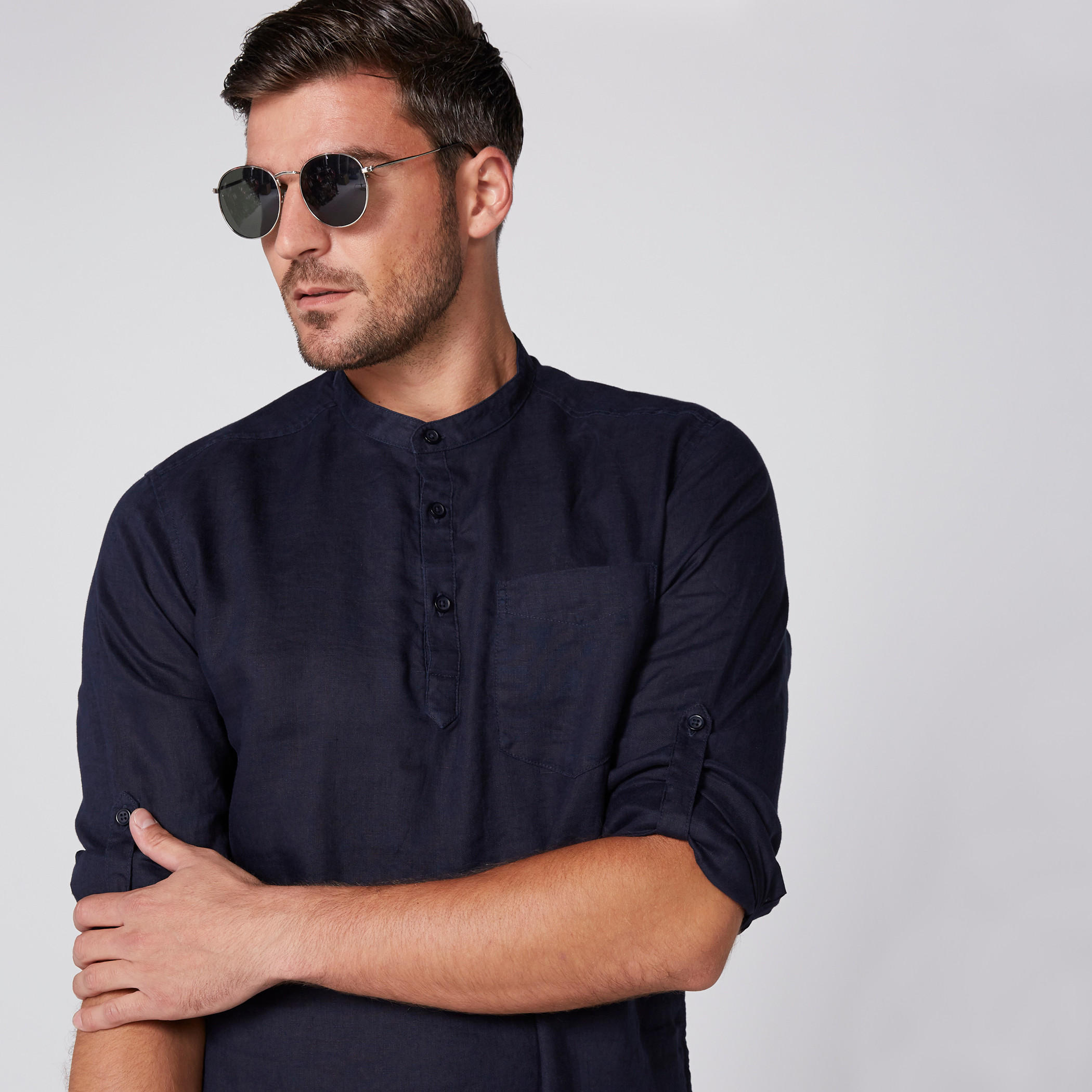 Longline Shirt with Mandarin Collar-men-clothing-shirts-image-3