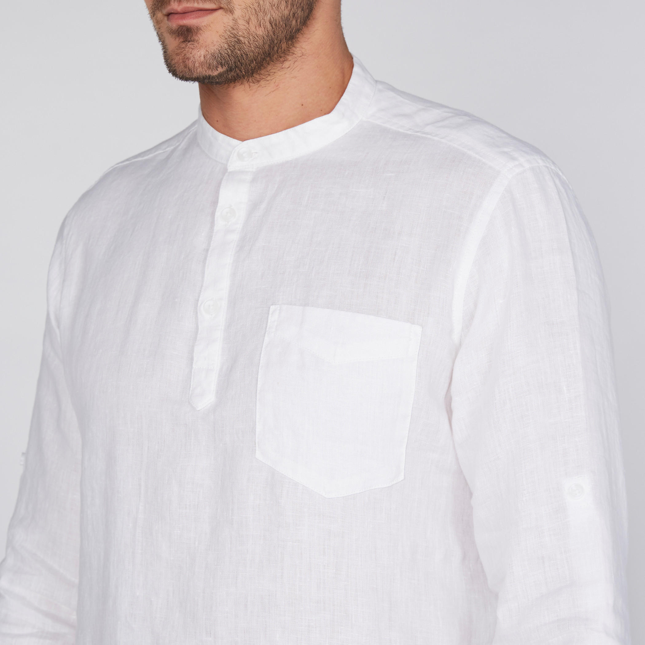 قميص بياقة ماندارين وأكمام طويلة-men-clothing-shirts-image-2