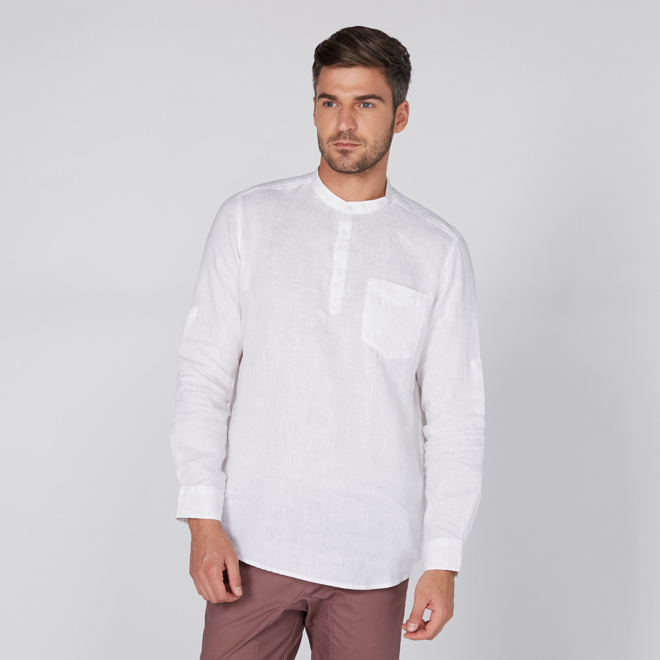 قميص بياقة ماندارين وأكمام طويلة-men-clothing-shirts-image-3