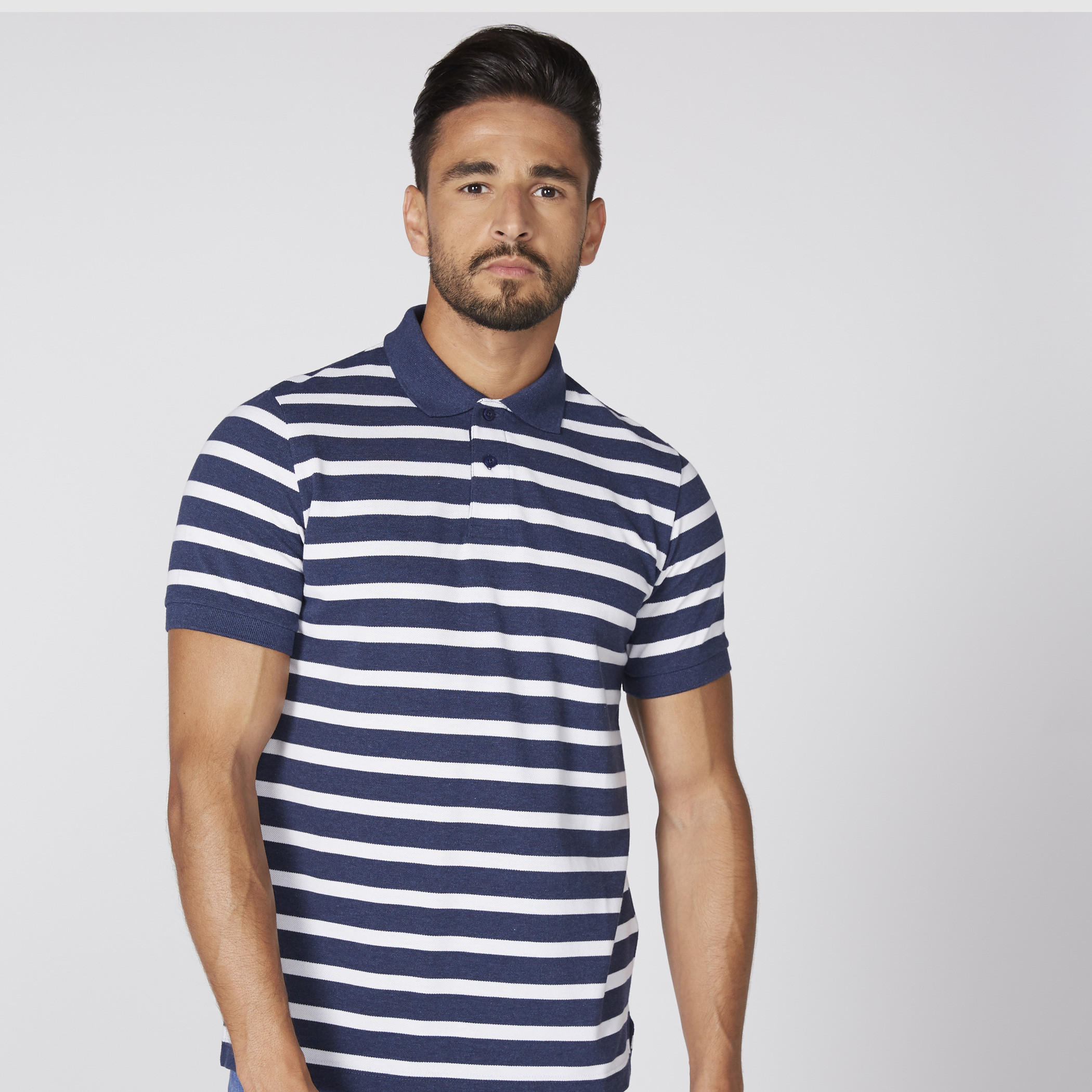 تيشيرت مقلّم بياقة بولو وأكمام قصيرة-men-clothing-tshirtsandpolos-polos-image-1
