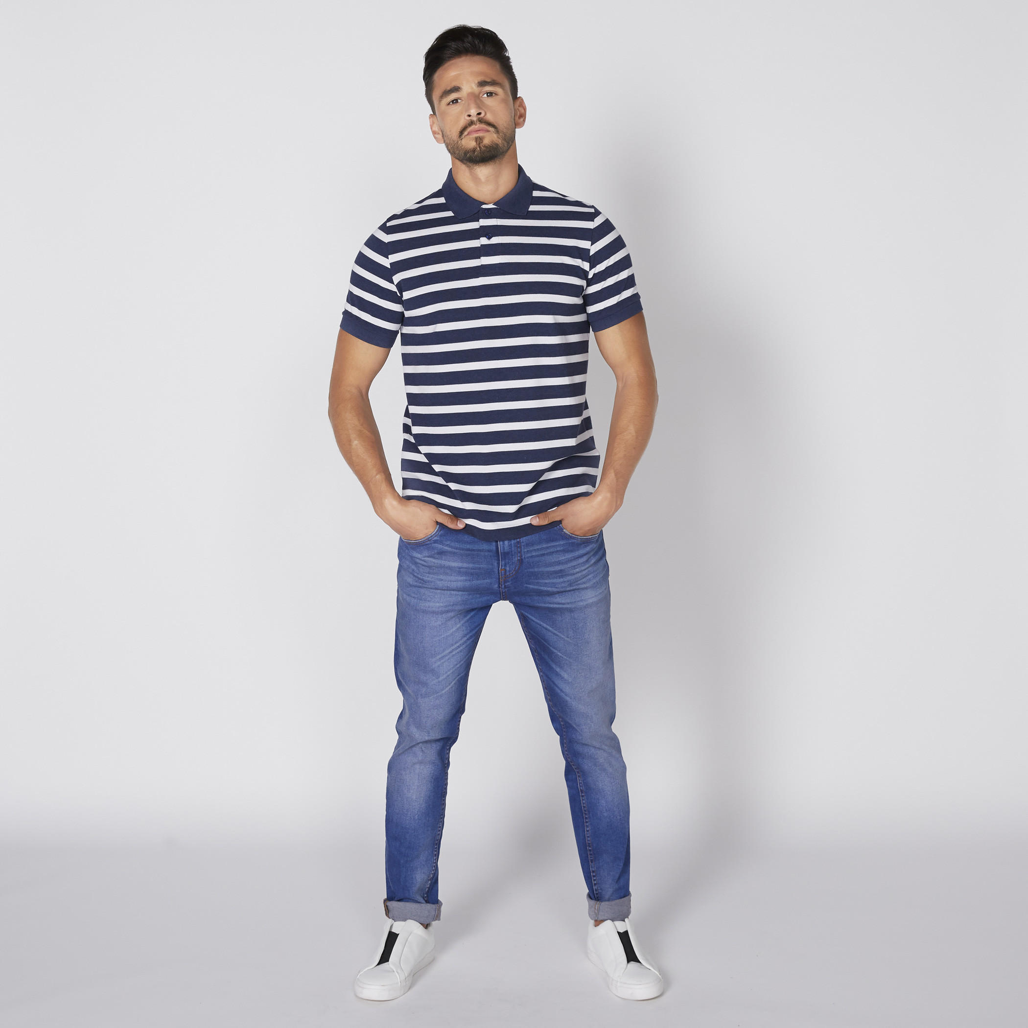 تيشيرت مقلّم بياقة بولو وأكمام قصيرة-men-clothing-tshirtsandpolos-polos-image-2