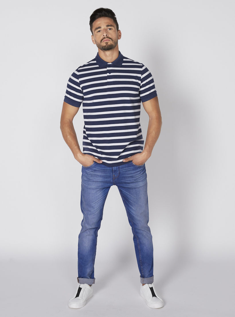 تيشيرت مقلّم بياقة بولو وأكمام قصيرة-men-clothing-tshirtsandpolos-polos-image-2