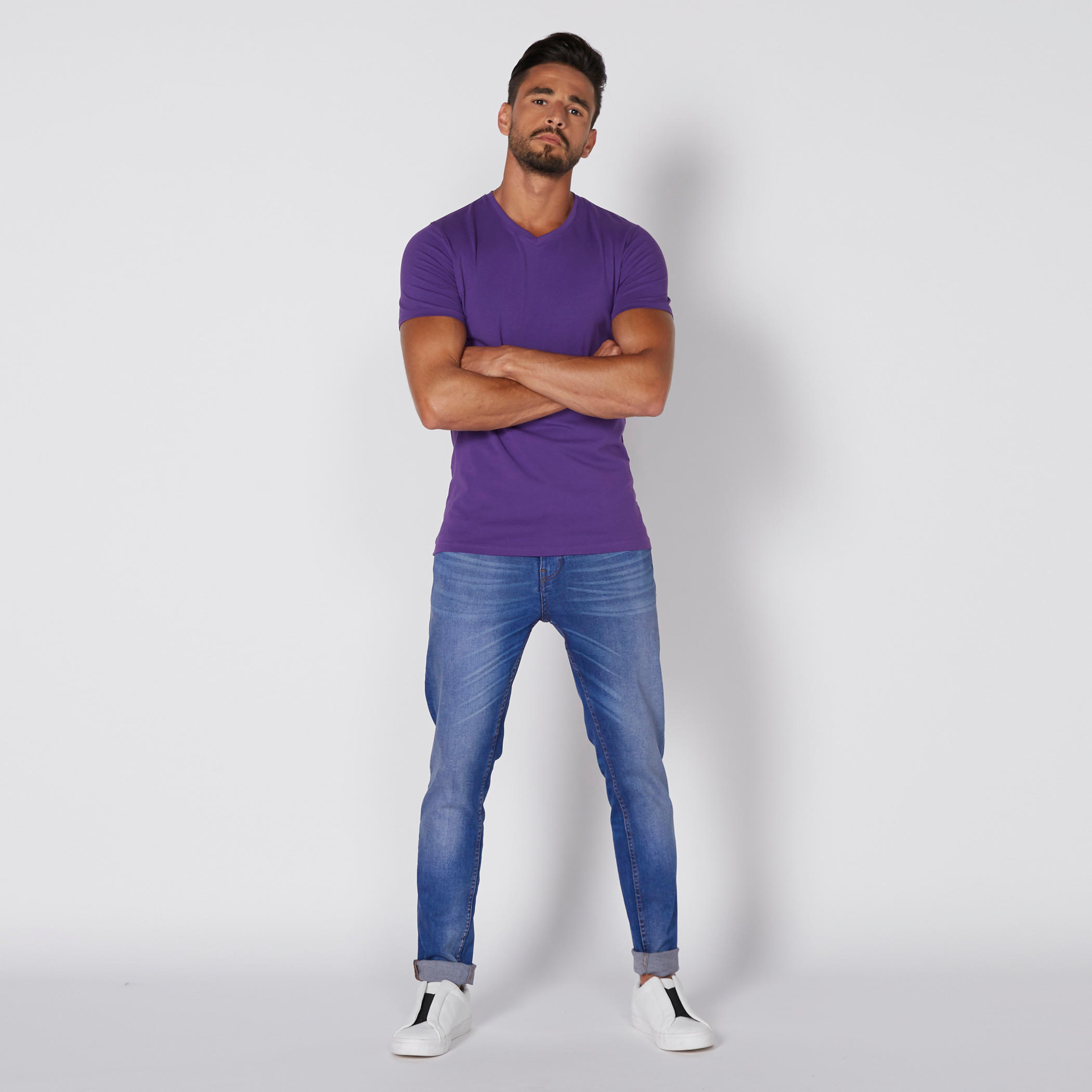 V-Neck T-Shirt with Short Sleeves-men-clothing-tshirtsandpolos-tshirts-image-2