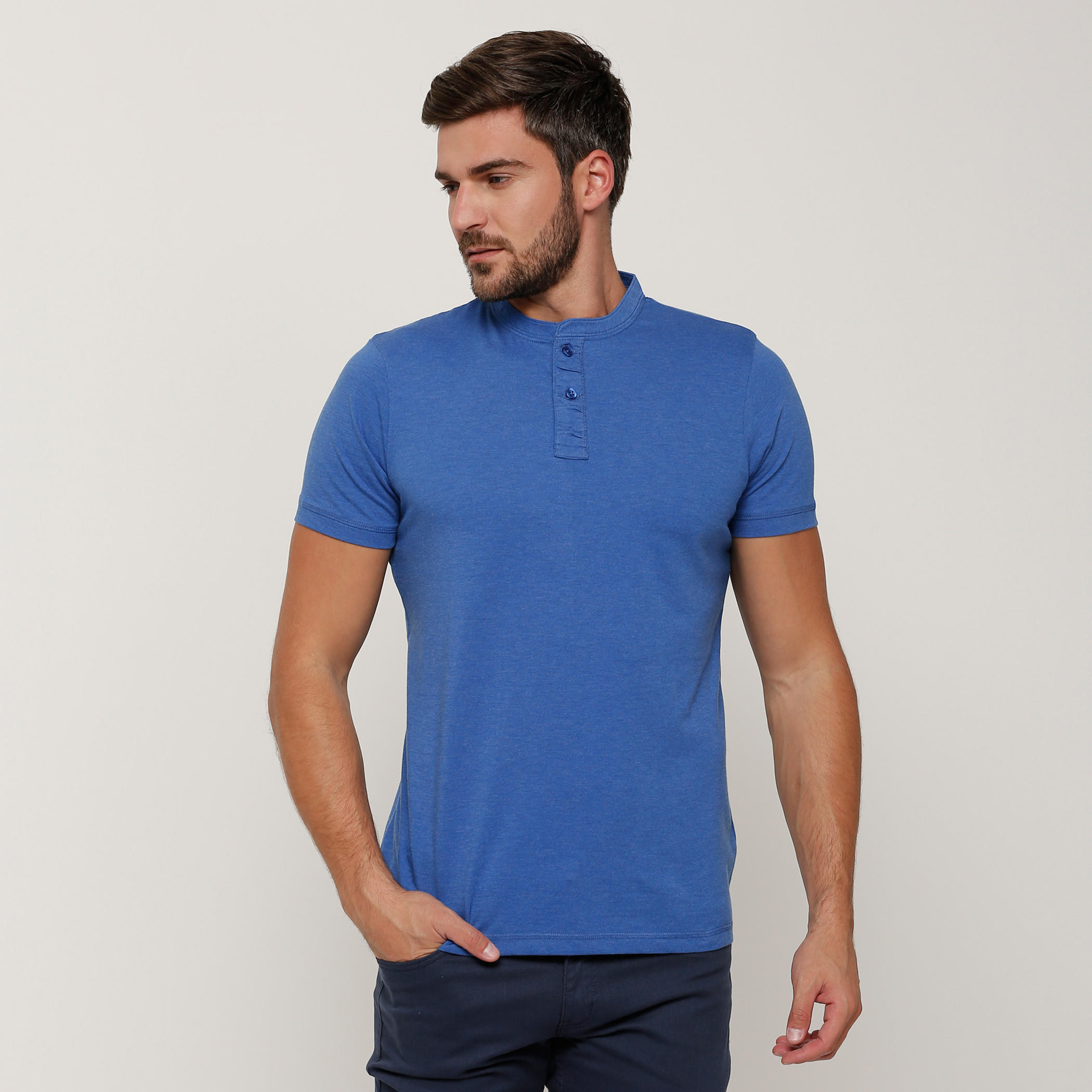 Henley Neck T-Shirt with Short Sleeves-men-clothing-tshirtsandpolos-tshirts-image-1
