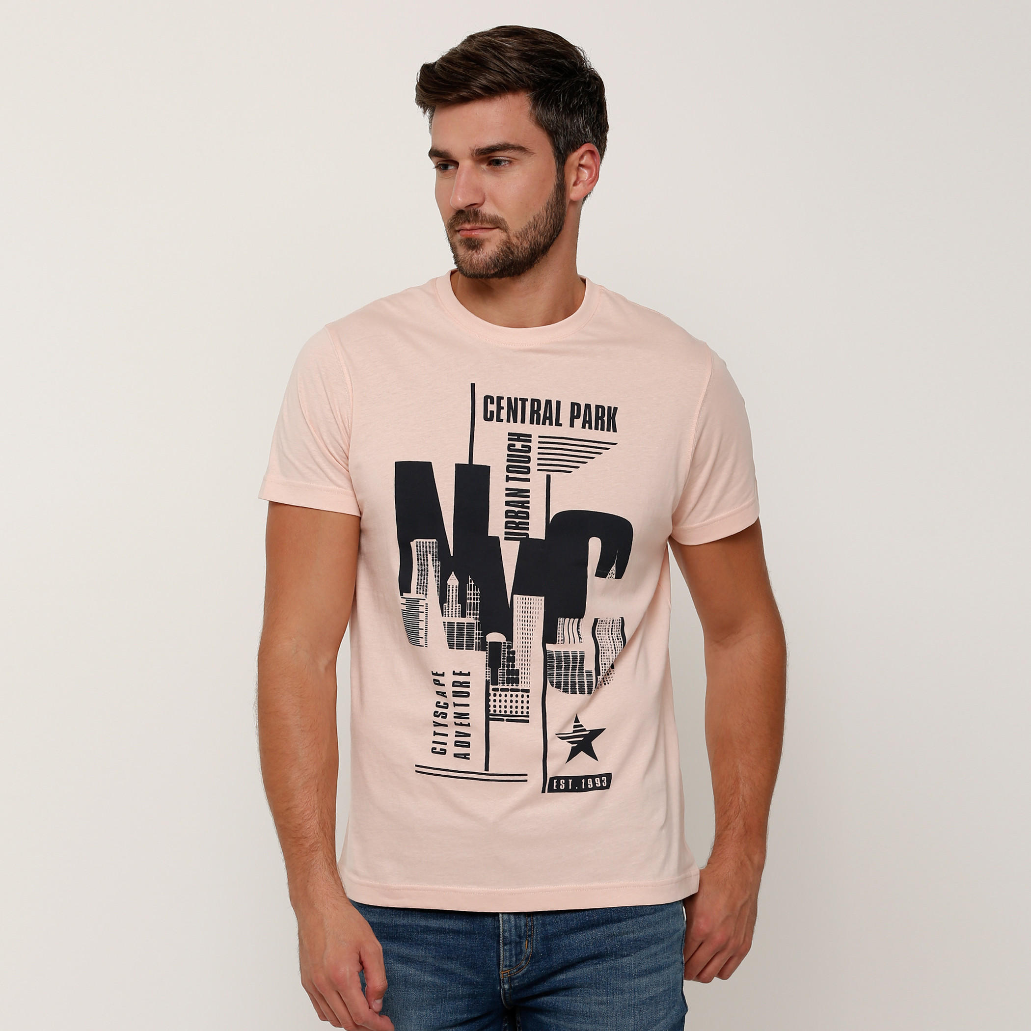 Printed T-Shirt with Round Neck and Short Sleeves-men-clothing-tshirtsandpolos-tshirts-image-1